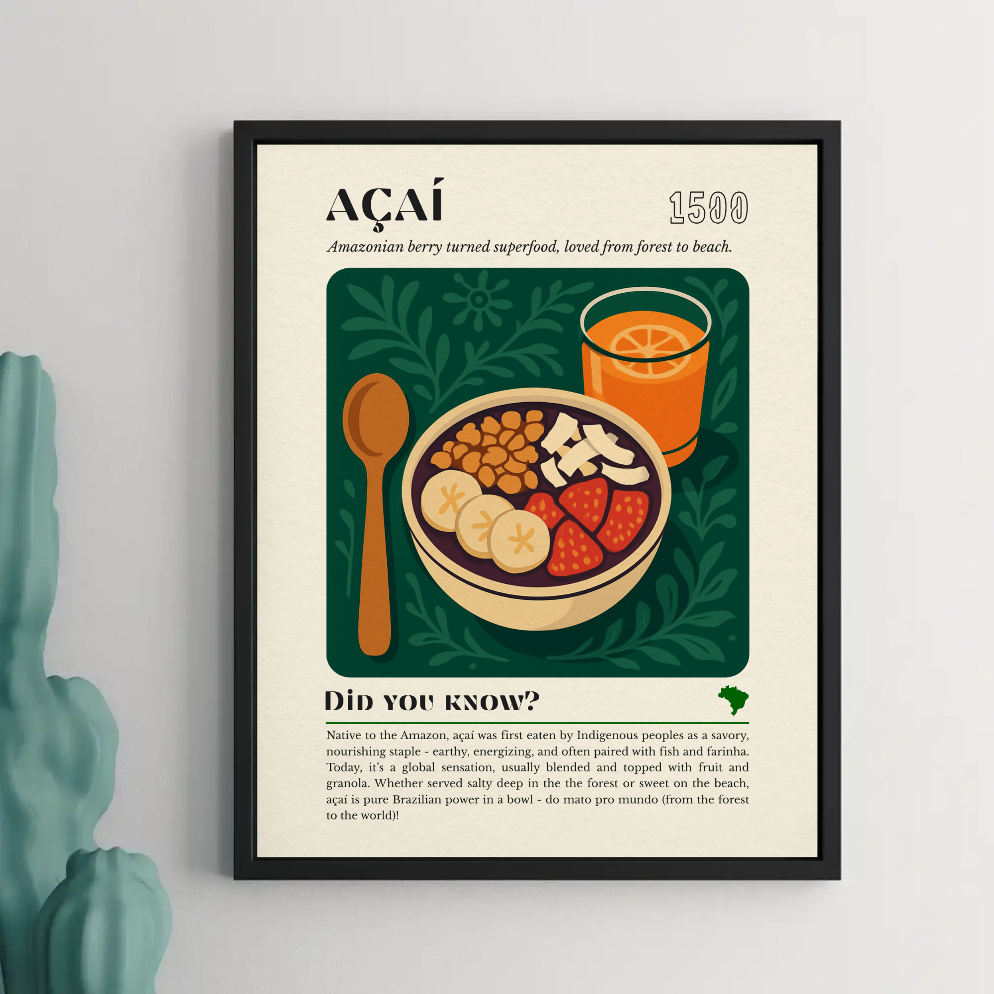 Açaí Bowl Art Print: Brazilian Superfood Illustration