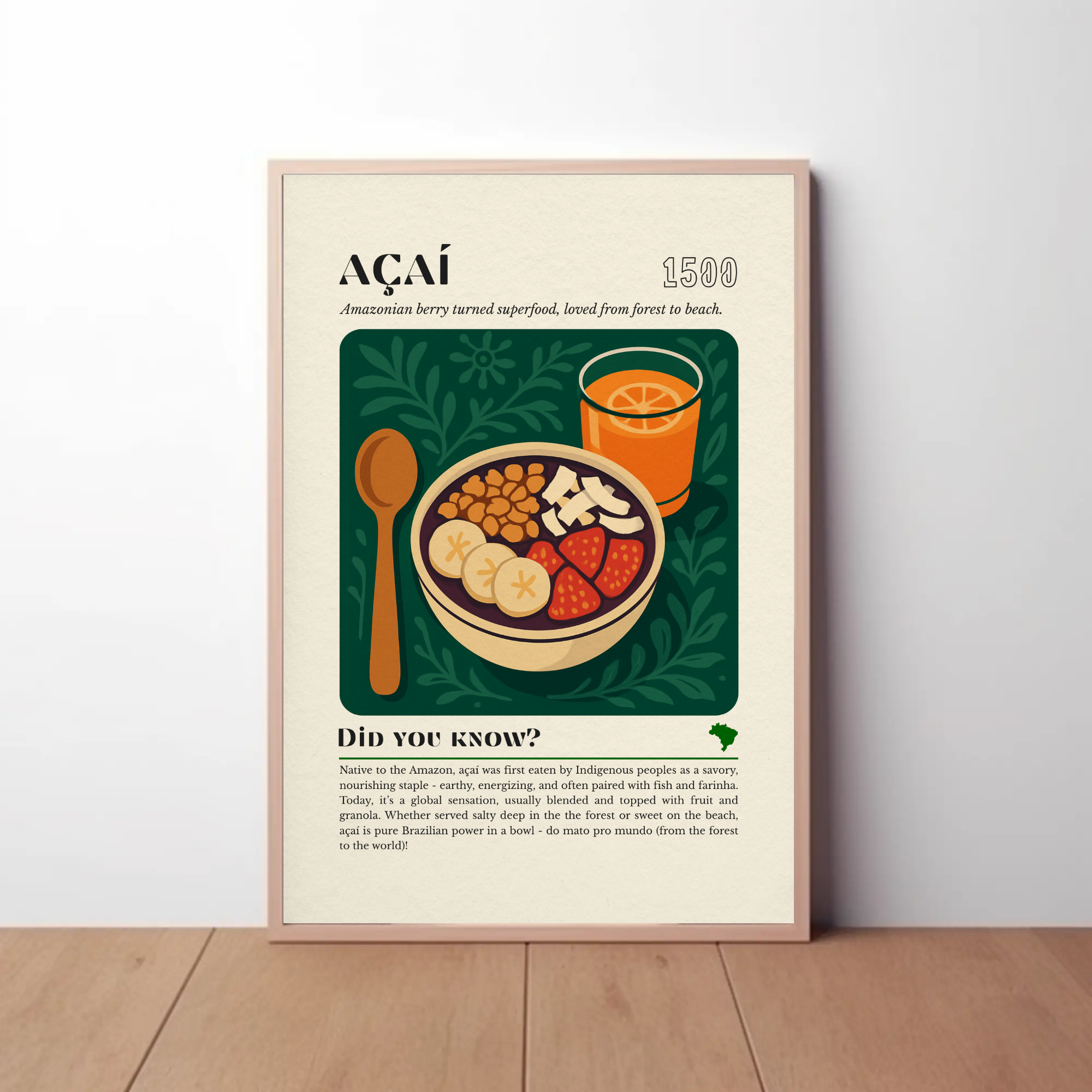 Açaí Bowl Art Print: Brazilian Superfood Illustration