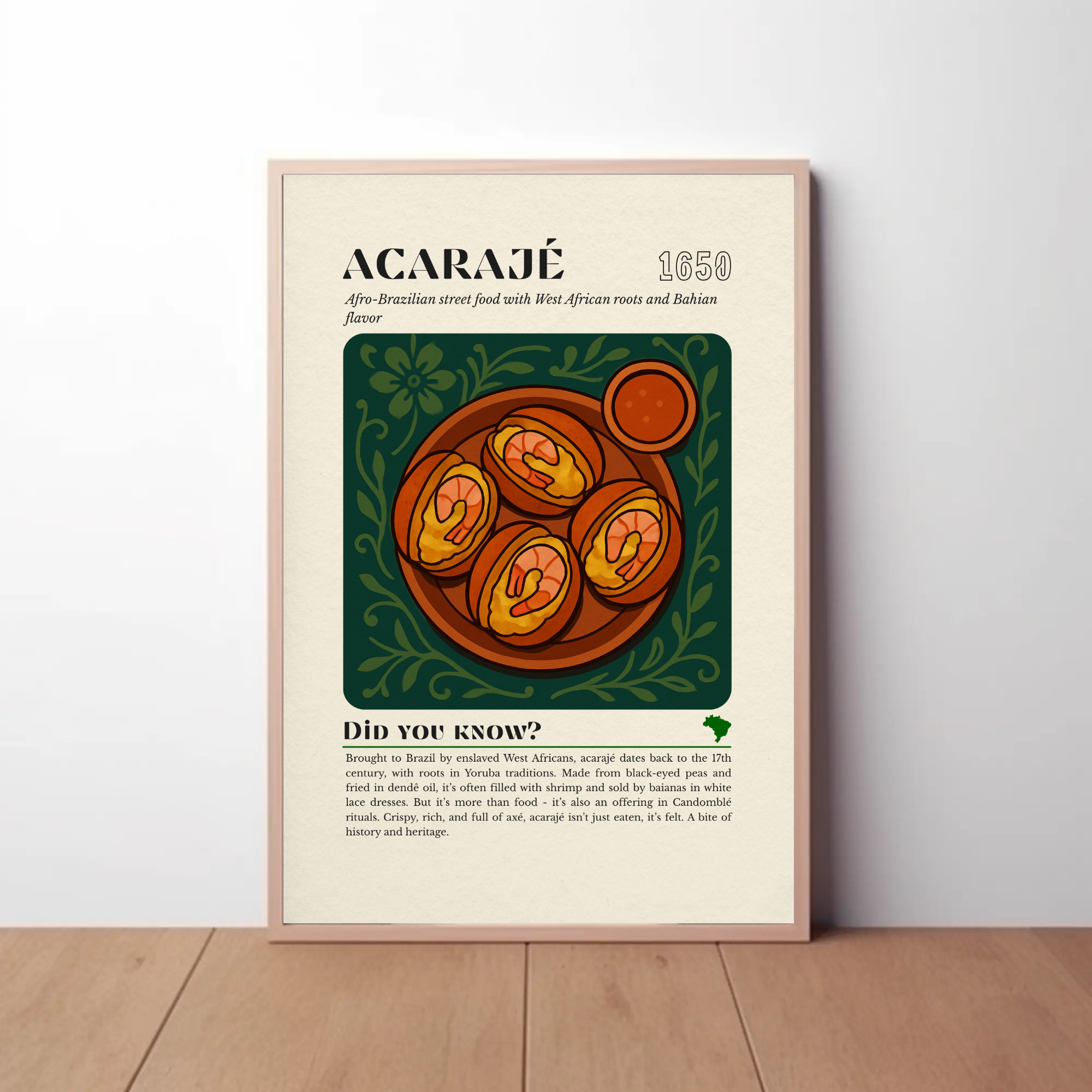Acarajé Art Print: Afro-Brazilian Street Food Illustration
