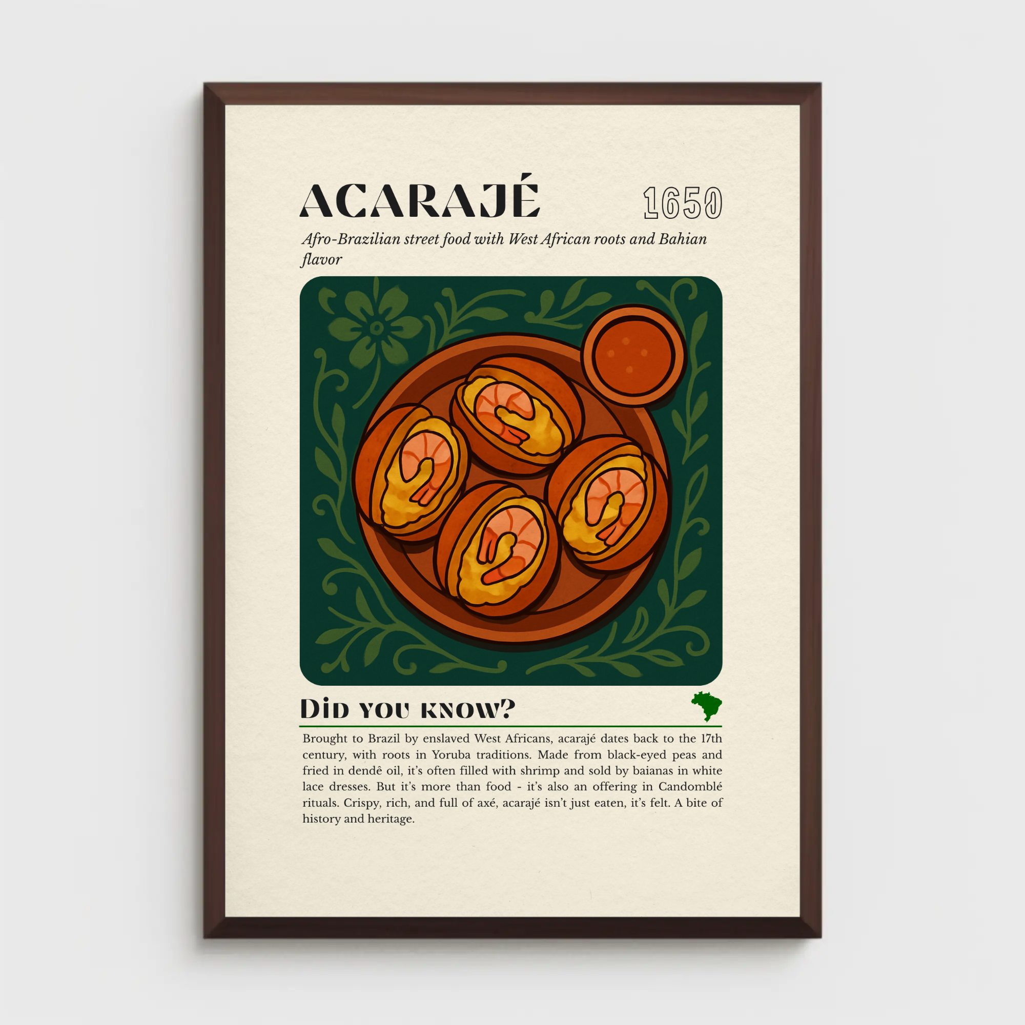 Acarajé Art Print: Afro-Brazilian Street Food Illustration