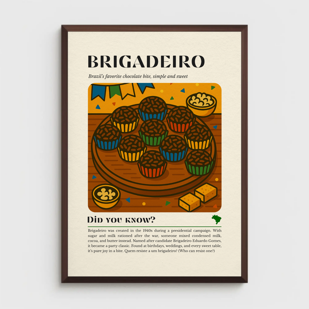 Brigadeiro Print: Brazilian Chocolate Dessert Illustration, Colourful Kitchen Wall Art