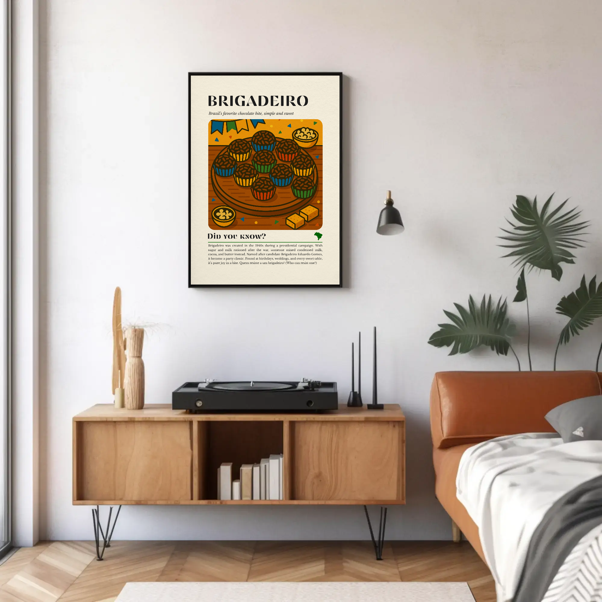 Brigadeiro Print: Brazilian Chocolate Dessert Illustration, Colourful Kitchen Wall Art