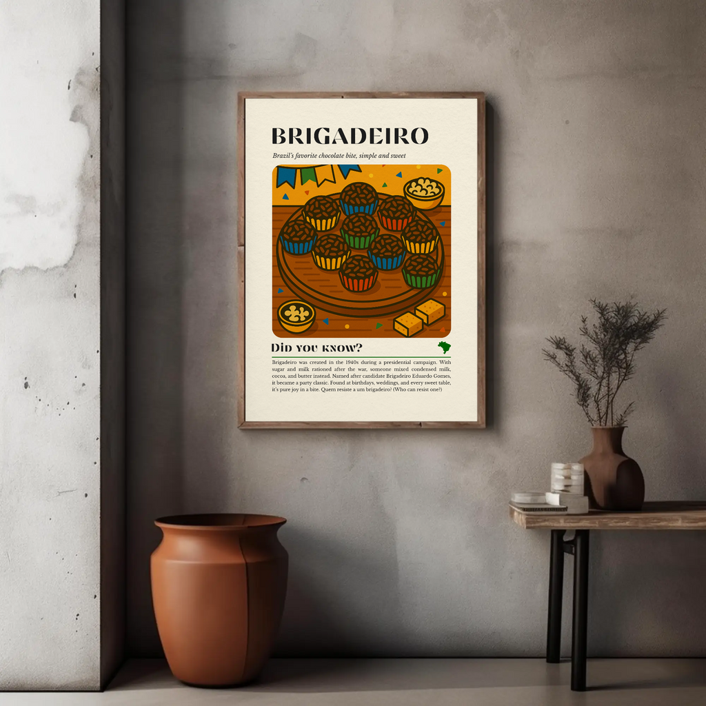Brigadeiro Print: Brazilian Chocolate Dessert Illustration, Colourful Kitchen Wall Art