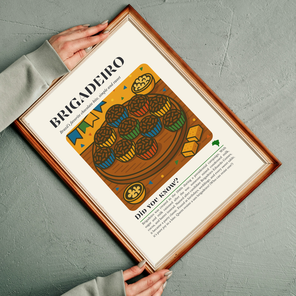 Brigadeiro Print: Brazilian Chocolate Dessert Illustration, Colourful Kitchen Wall Art