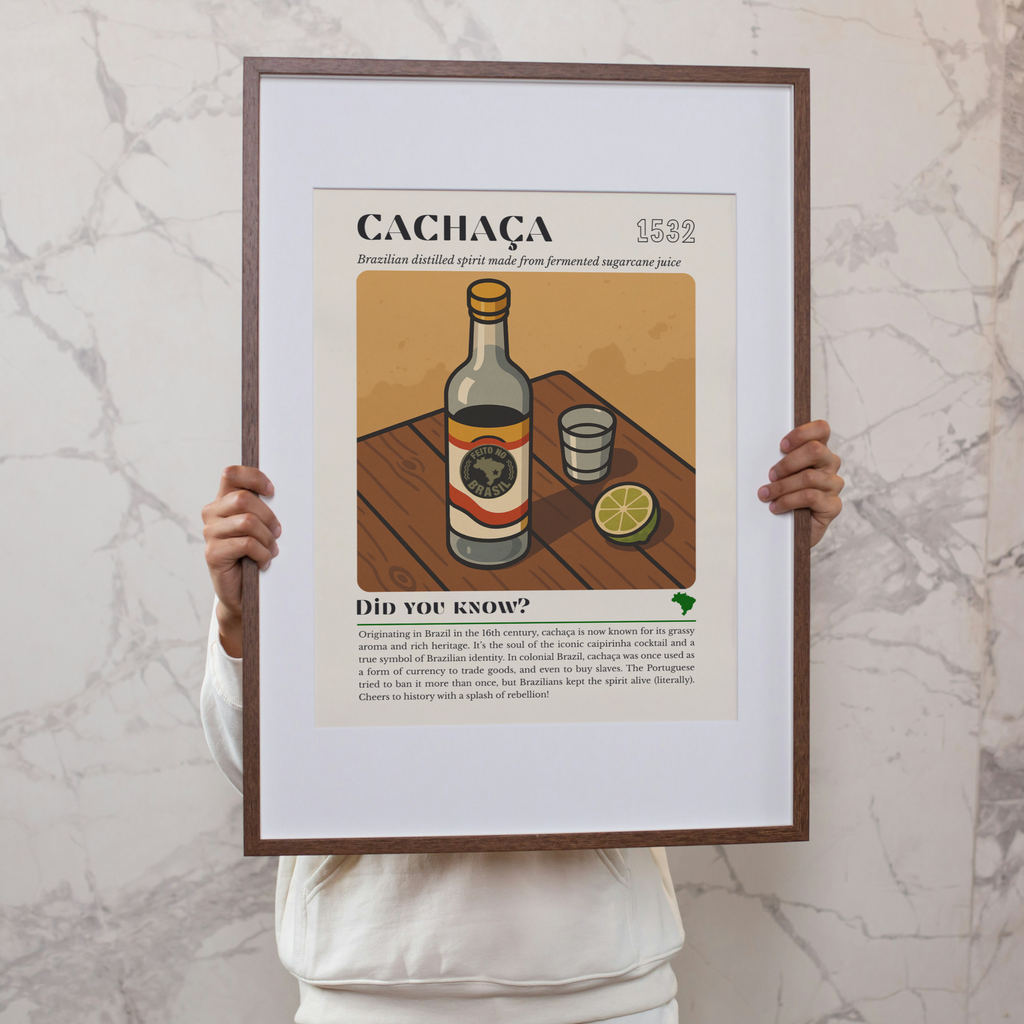 Cachaça Kitchen Print: Brazilian Sugarcane Spirit, Lime & Shot Glass