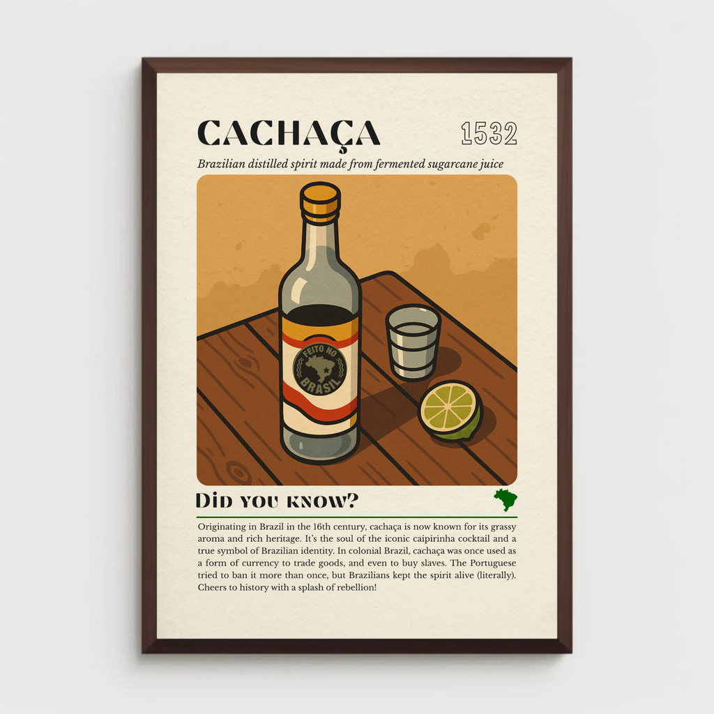 Cachaça Kitchen Print: Brazilian Sugarcane Spirit, Lime & Shot Glass
