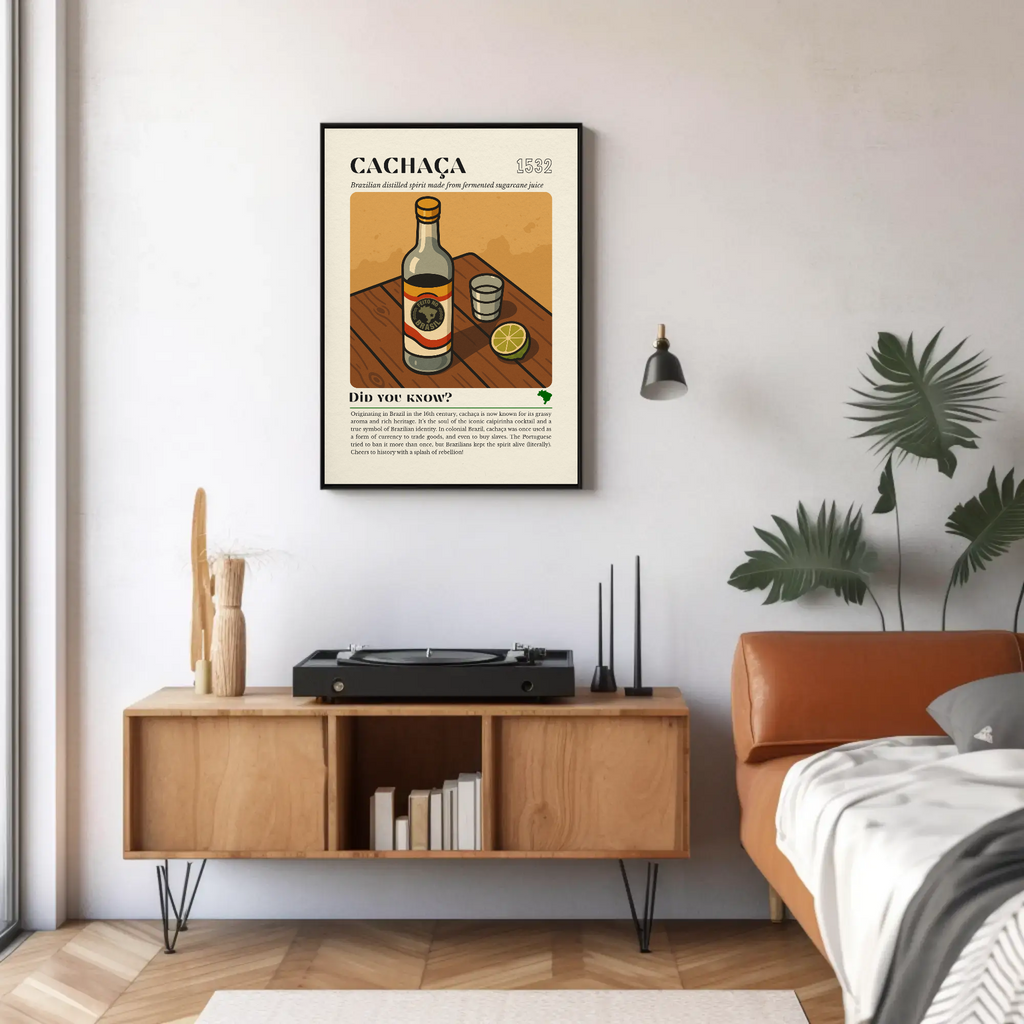 Cachaça Kitchen Print: Brazilian Sugarcane Spirit, Lime & Shot Glass