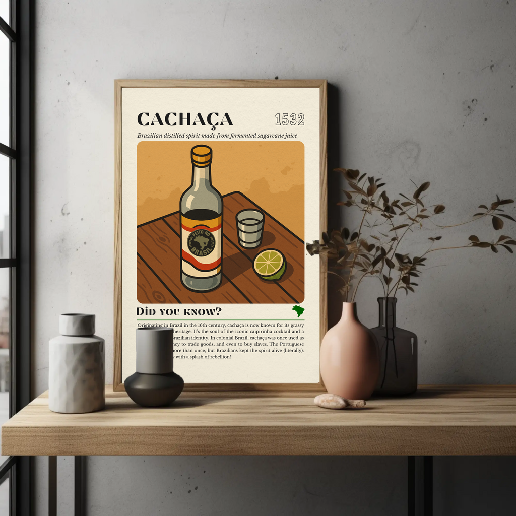 Cachaça Kitchen Print: Brazilian Sugarcane Spirit, Lime & Shot Glass