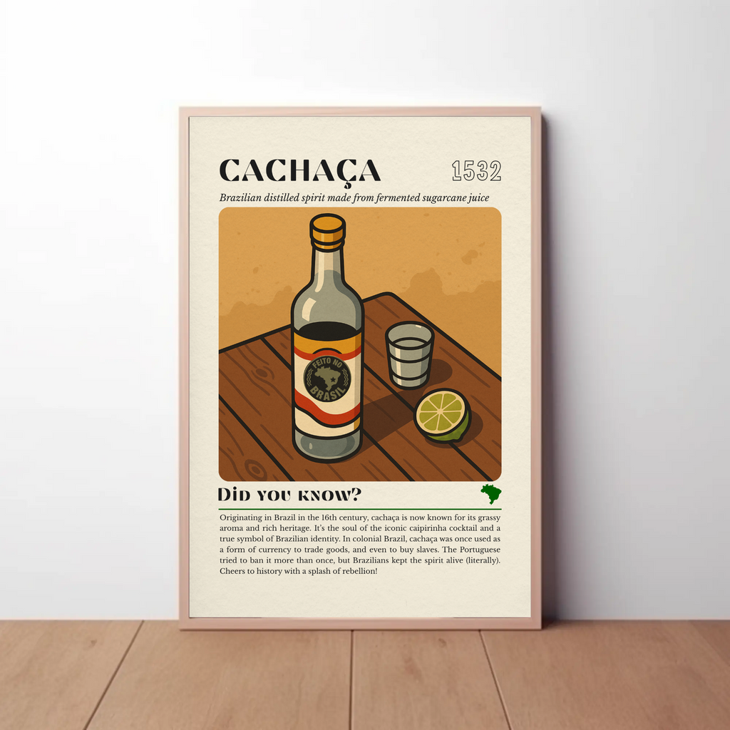 Cachaça Kitchen Print: Brazilian Sugarcane Spirit, Lime & Shot Glass