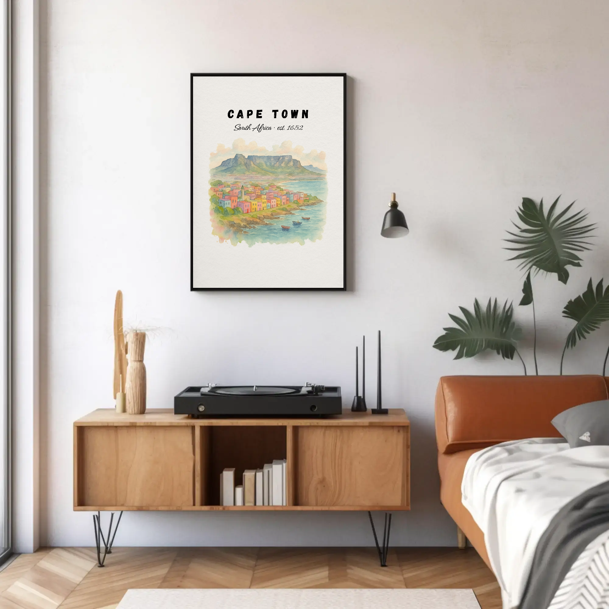 Cape Town Wall Art Print: Table Mountain & Bo-Kaap Poster, South Africa Decor