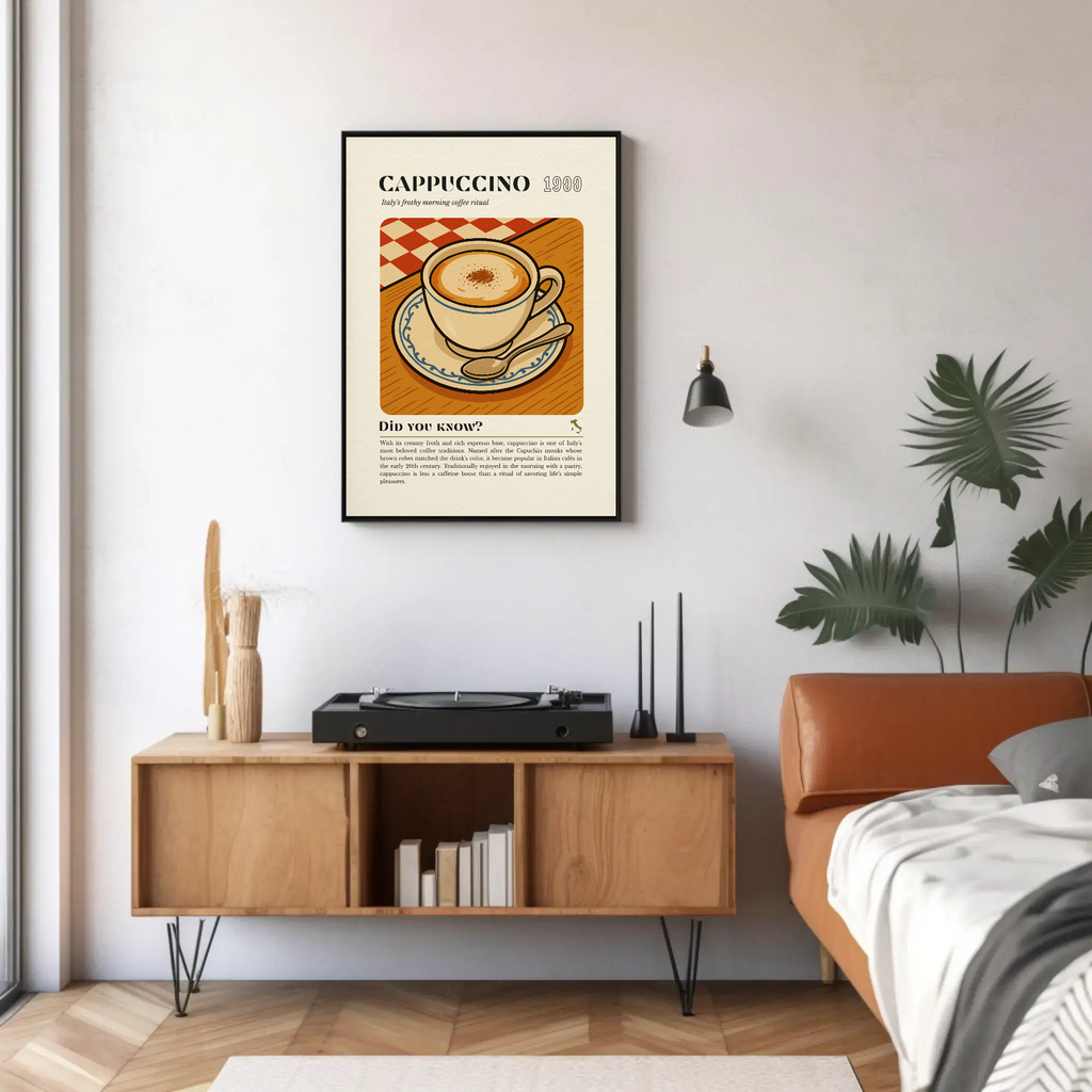Italian Coffee Print: Cappuccino Cup, Spoon & Froth