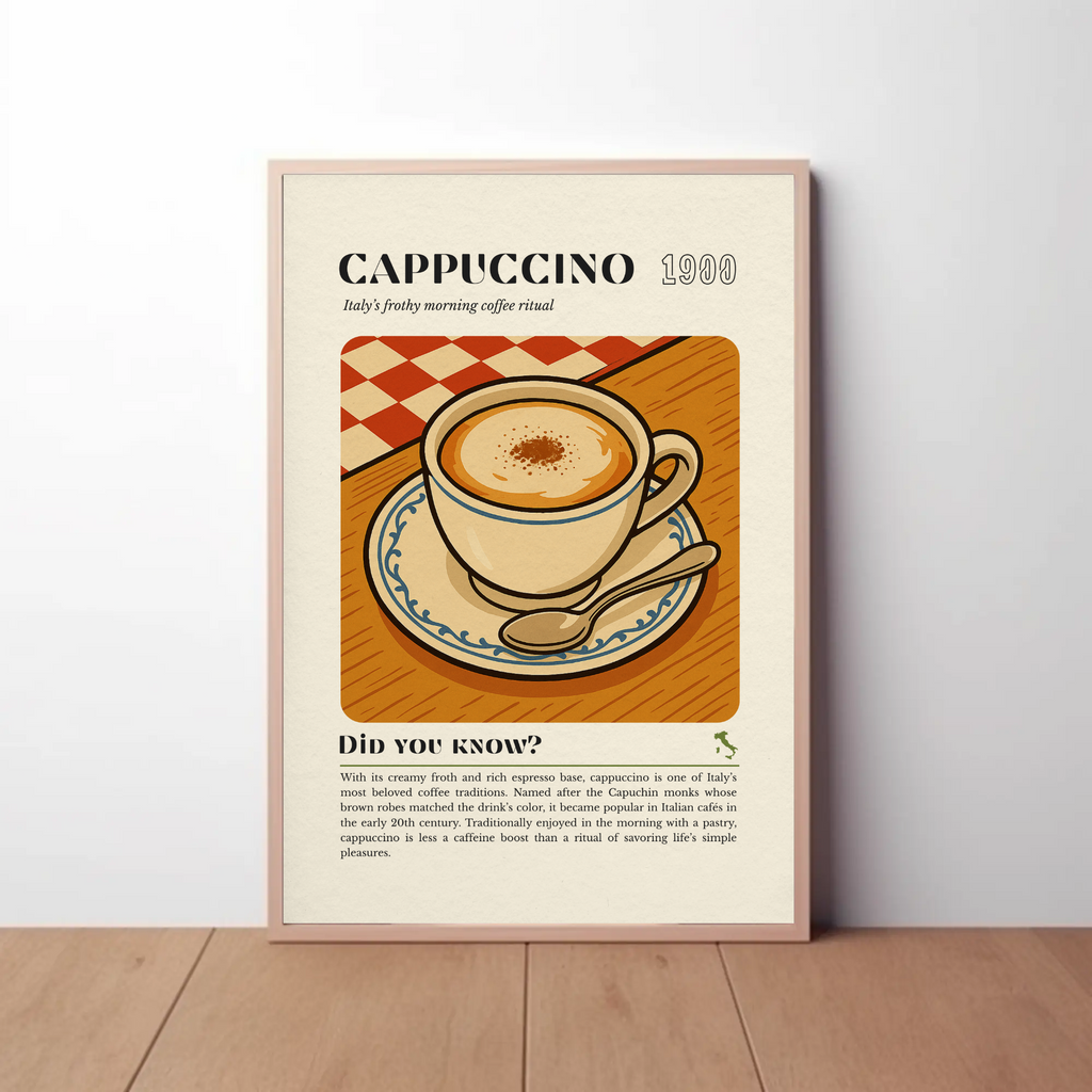 Italian Coffee Print: Cappuccino Cup, Spoon & Froth