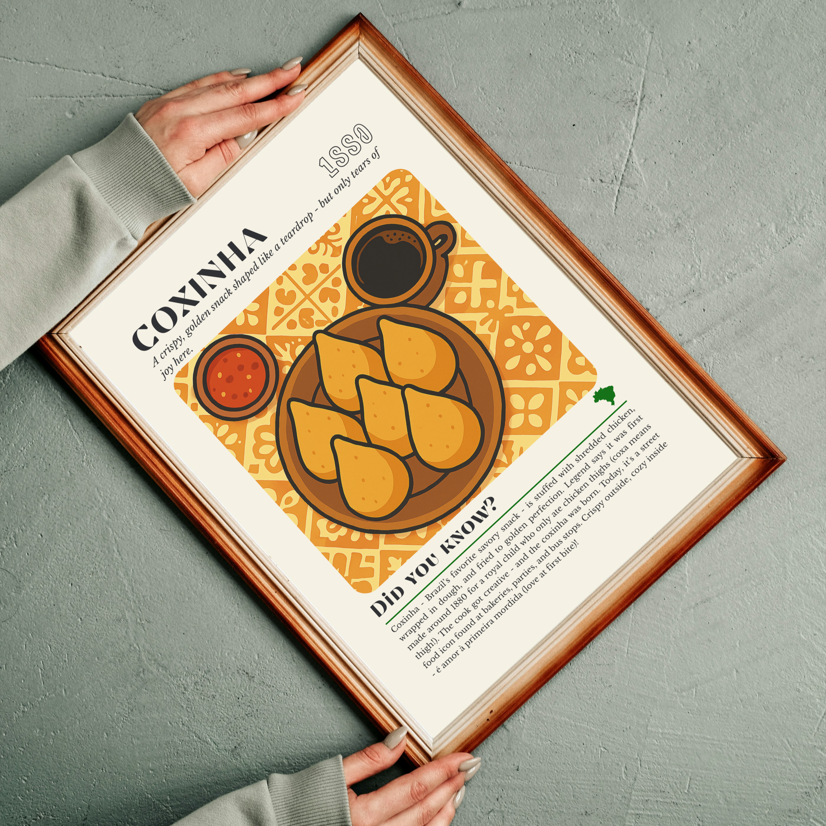 Coxinha Kitchen Print: Brazilian Street Food Art, Vintage Culinary Decor