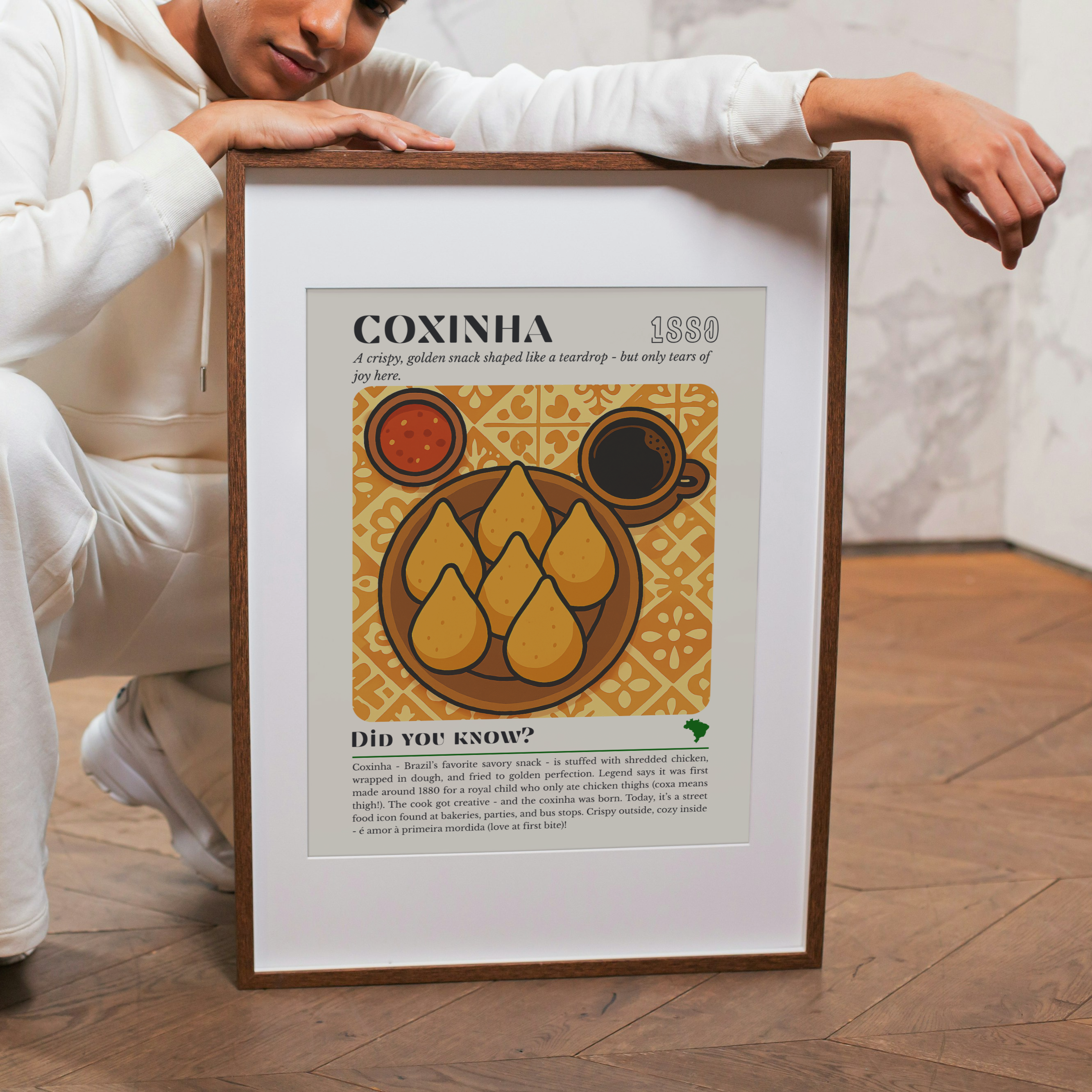 Coxinha Kitchen Print: Brazilian Street Food Art, Vintage Culinary Decor