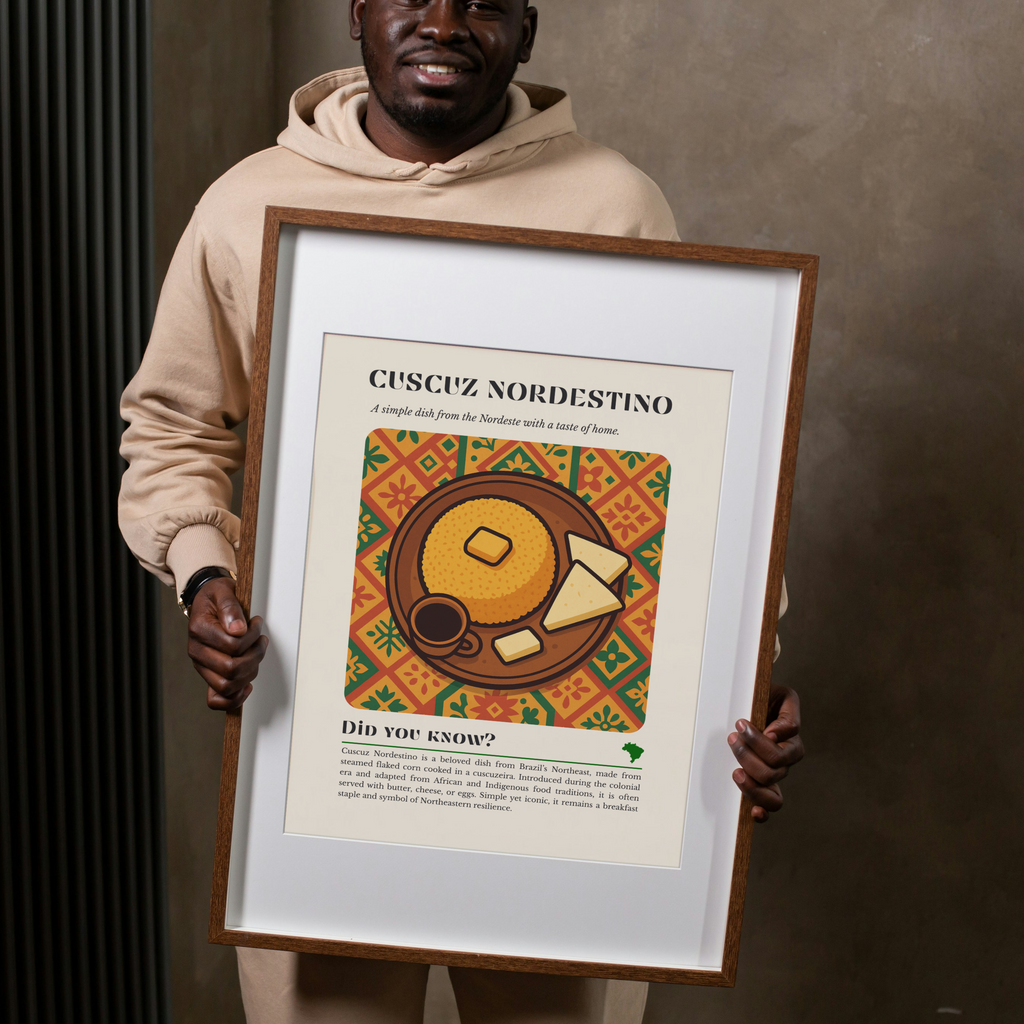 Cuscuz Nordestino Kitchen Print: Brazilian Food Illustration, Rustic Cultural Decor