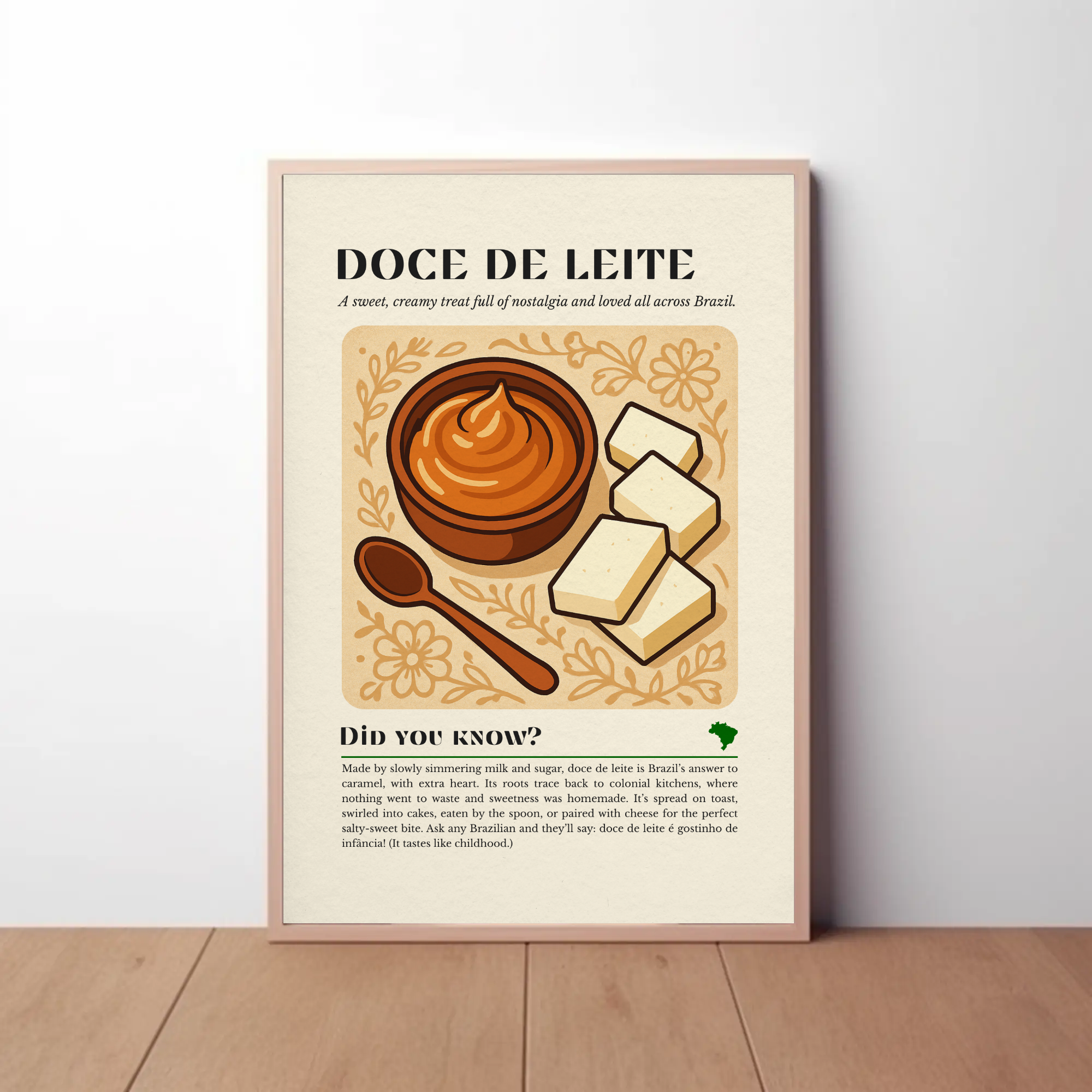 Doce de Leite Kitchen Print: Brazilian Dessert Art, Vintage Culinary Poster
