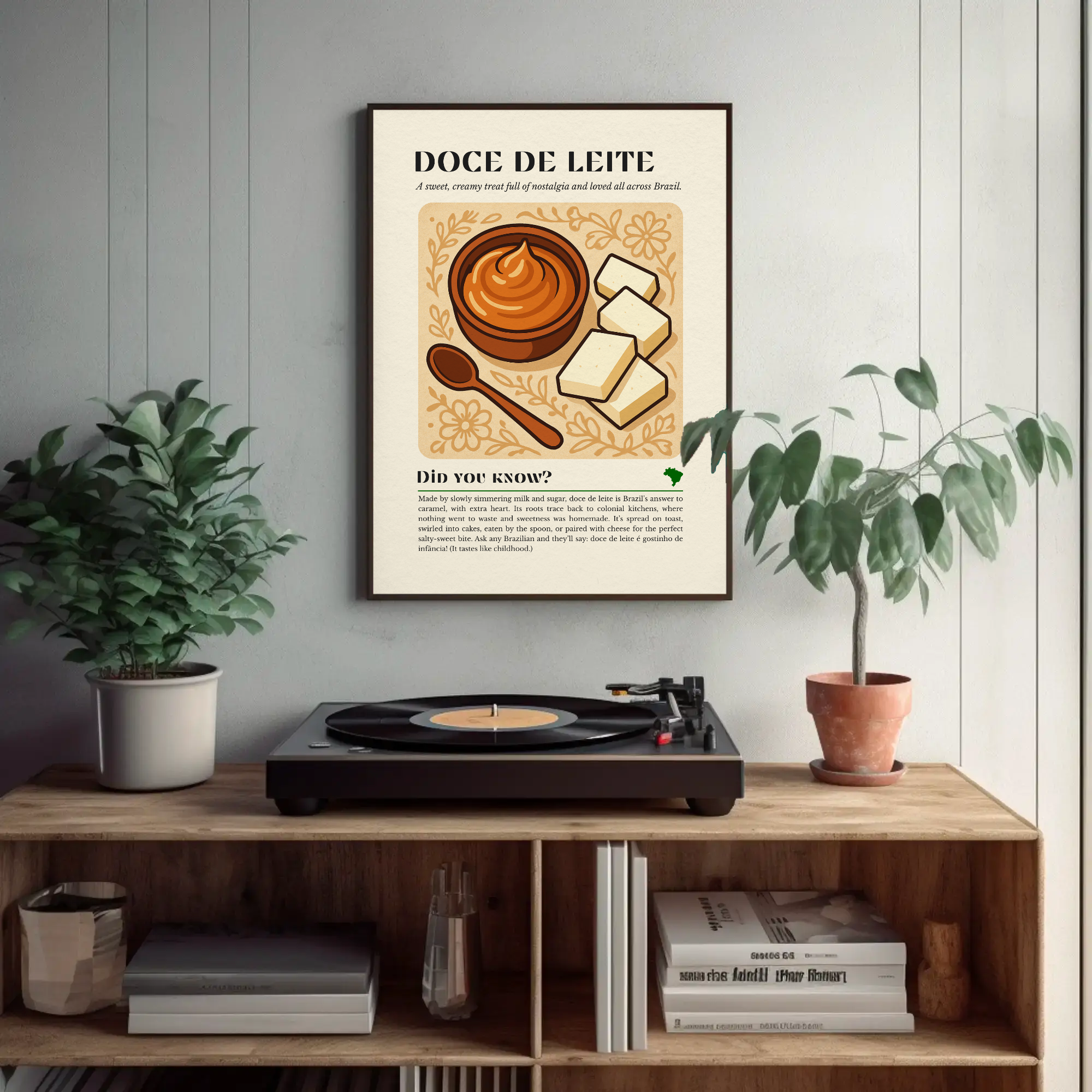 Doce de Leite Kitchen Print: Brazilian Dessert Art, Vintage Culinary Poster