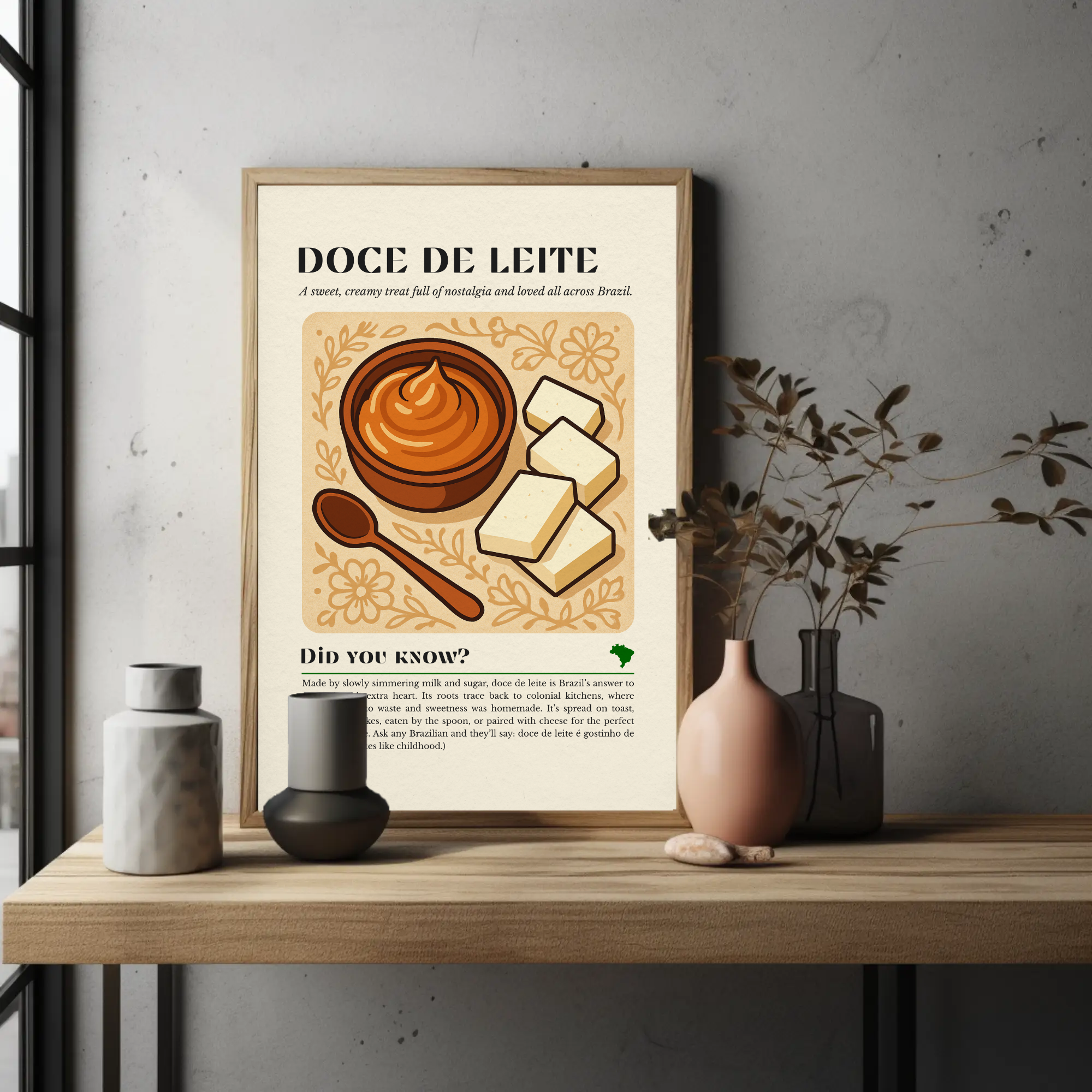 Doce de Leite Kitchen Print: Brazilian Dessert Art, Vintage Culinary Poster