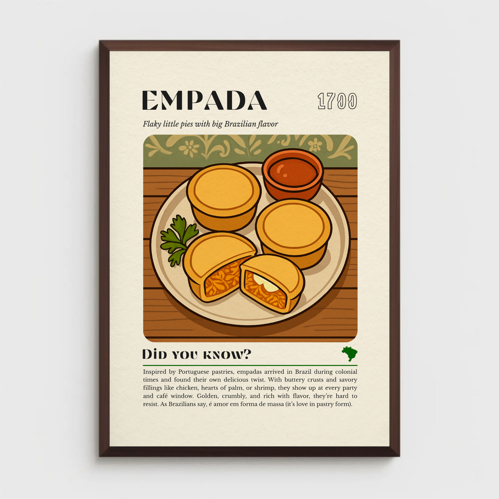 Empada Kitchen Print: Brazilian Savoury Pie Illustration, Vintage Culinary Art