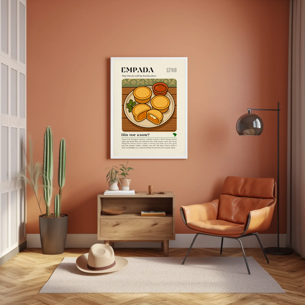 Empada Kitchen Print: Brazilian Savoury Pie Illustration, Vintage Culinary Art