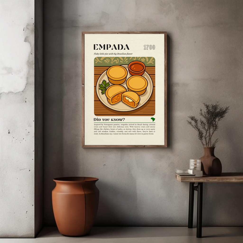 Empada Kitchen Print: Brazilian Savoury Pie Illustration, Vintage Culinary Art