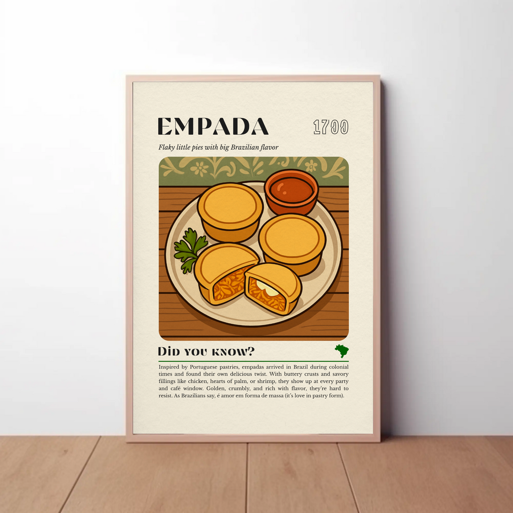 Empada Kitchen Print: Brazilian Savoury Pie Illustration, Vintage Culinary Art