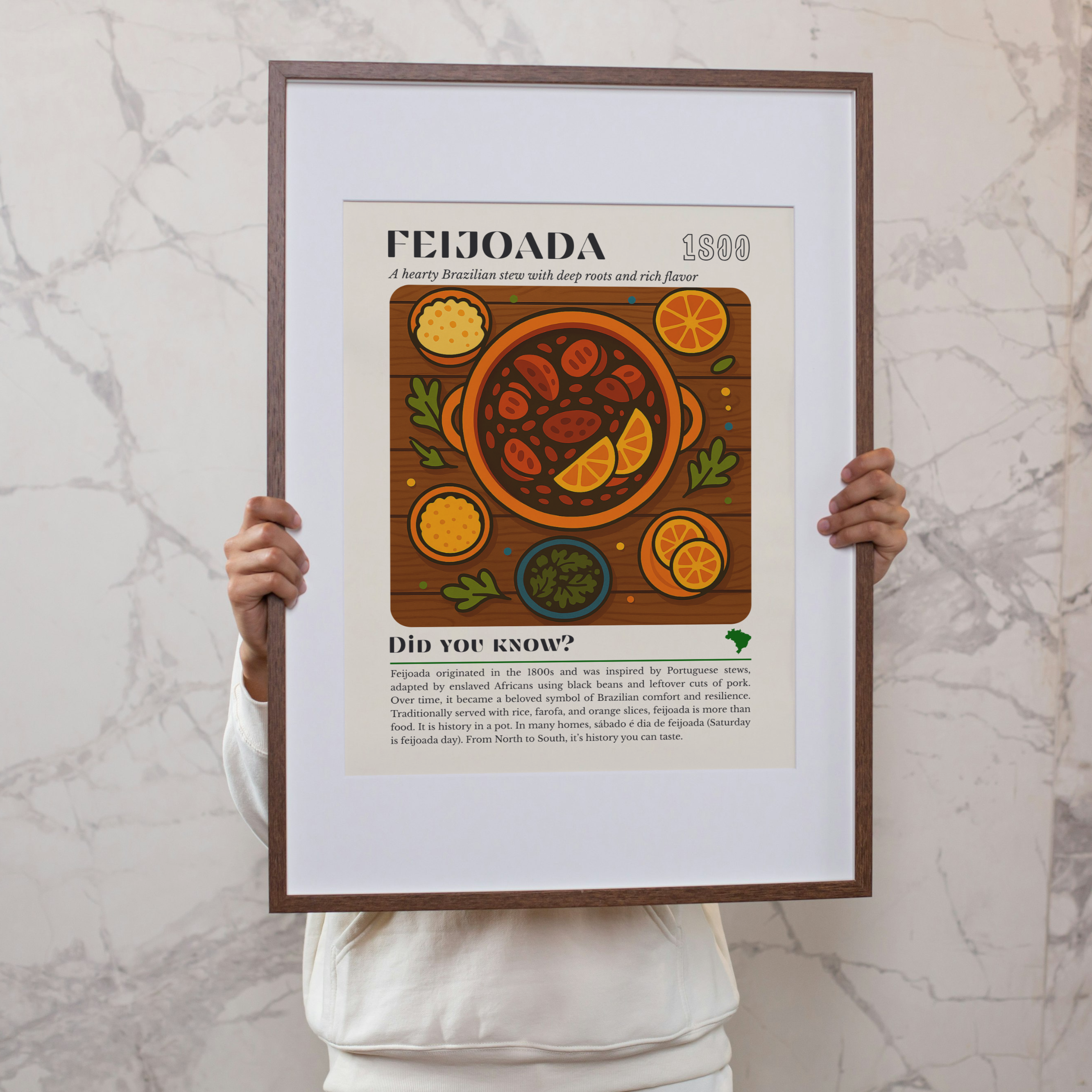 Feijoada Kitchen Print: Brazilian Stew Illustration, Cultural Food Art
