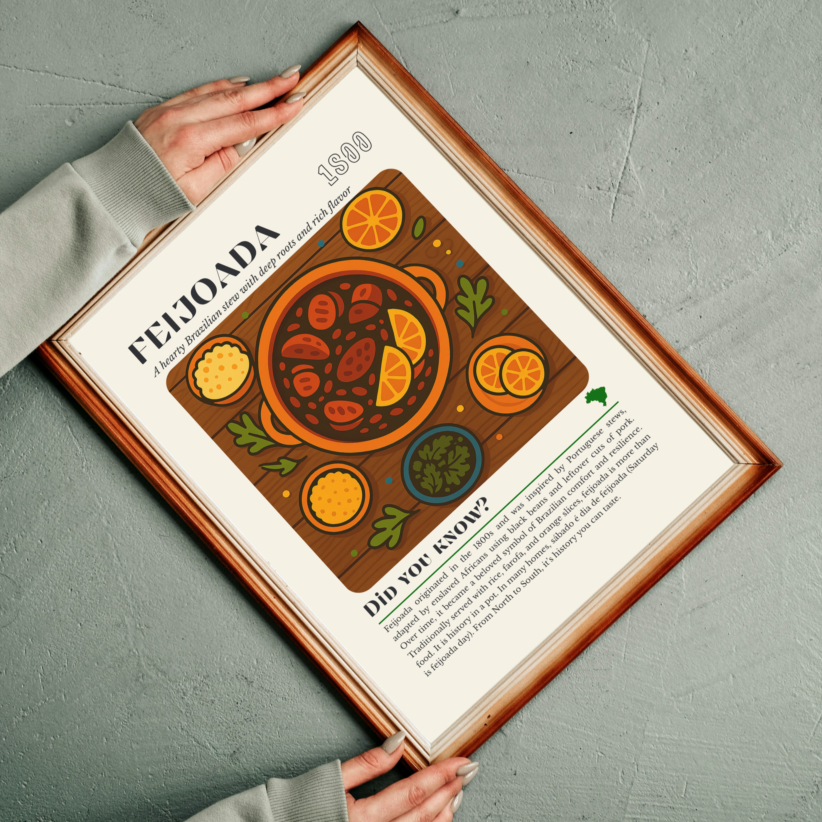 Feijoada Kitchen Print: Brazilian Stew Illustration, Cultural Food Art