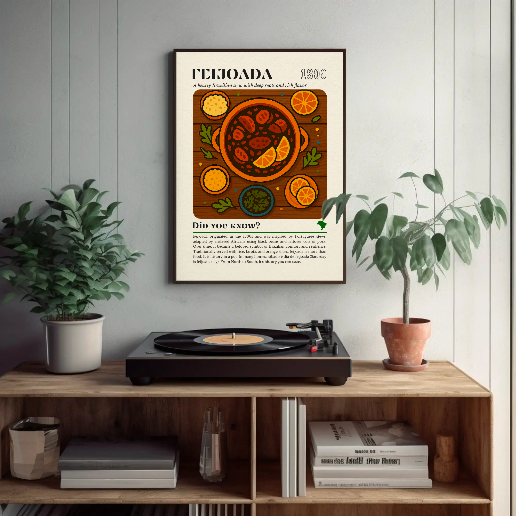 Feijoada Kitchen Print: Brazilian Stew Illustration, Cultural Food Art