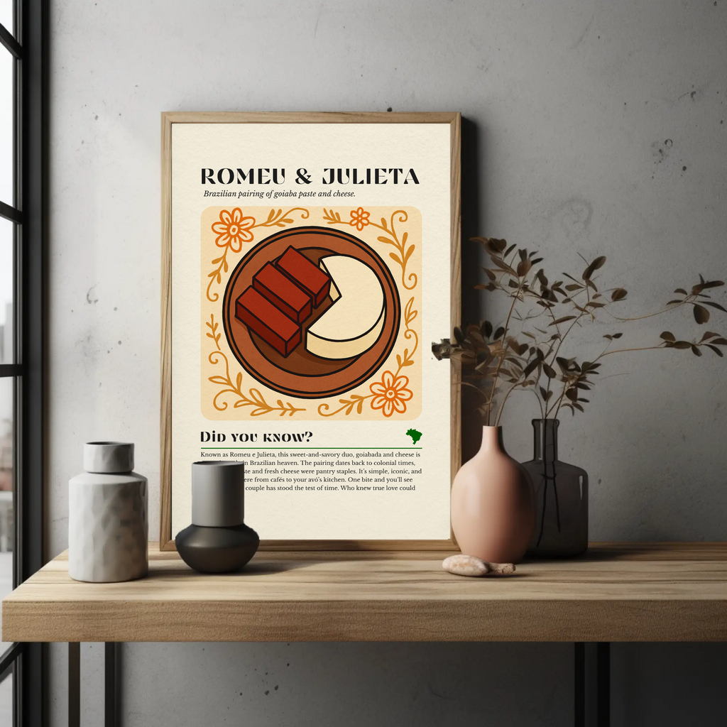 Romeu e Julieta Wall Art Print, Brazilian Goiaba & Cheese Decor, Kitchen Illustration