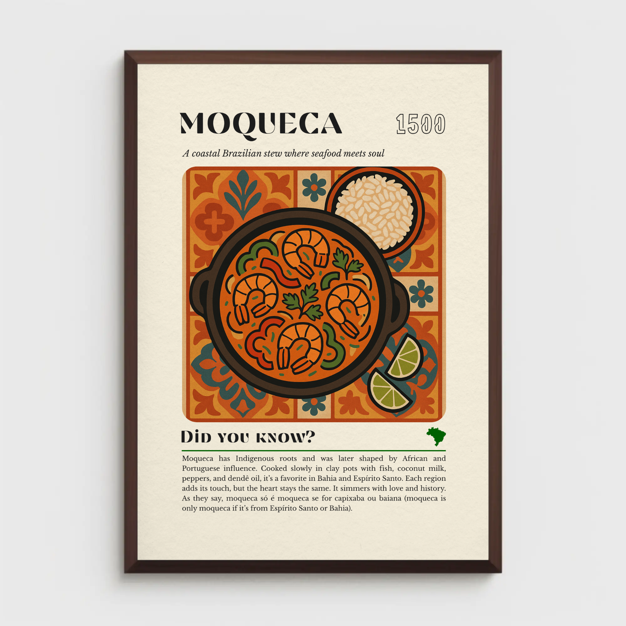 Moqueca Seafood Stew Art Print: Brazilian Coastal Kitchen Decor