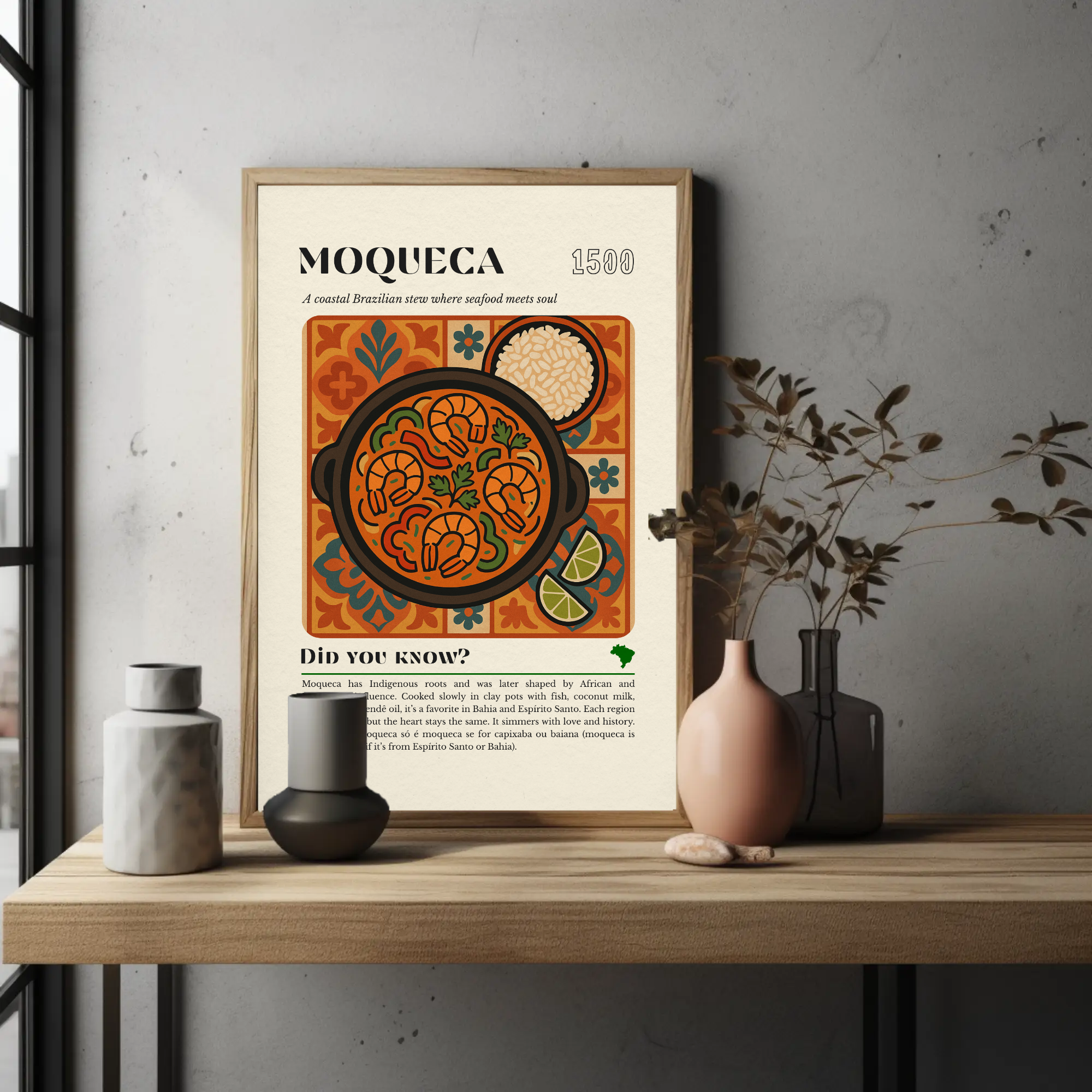 Moqueca Seafood Stew Art Print: Brazilian Coastal Kitchen Decor