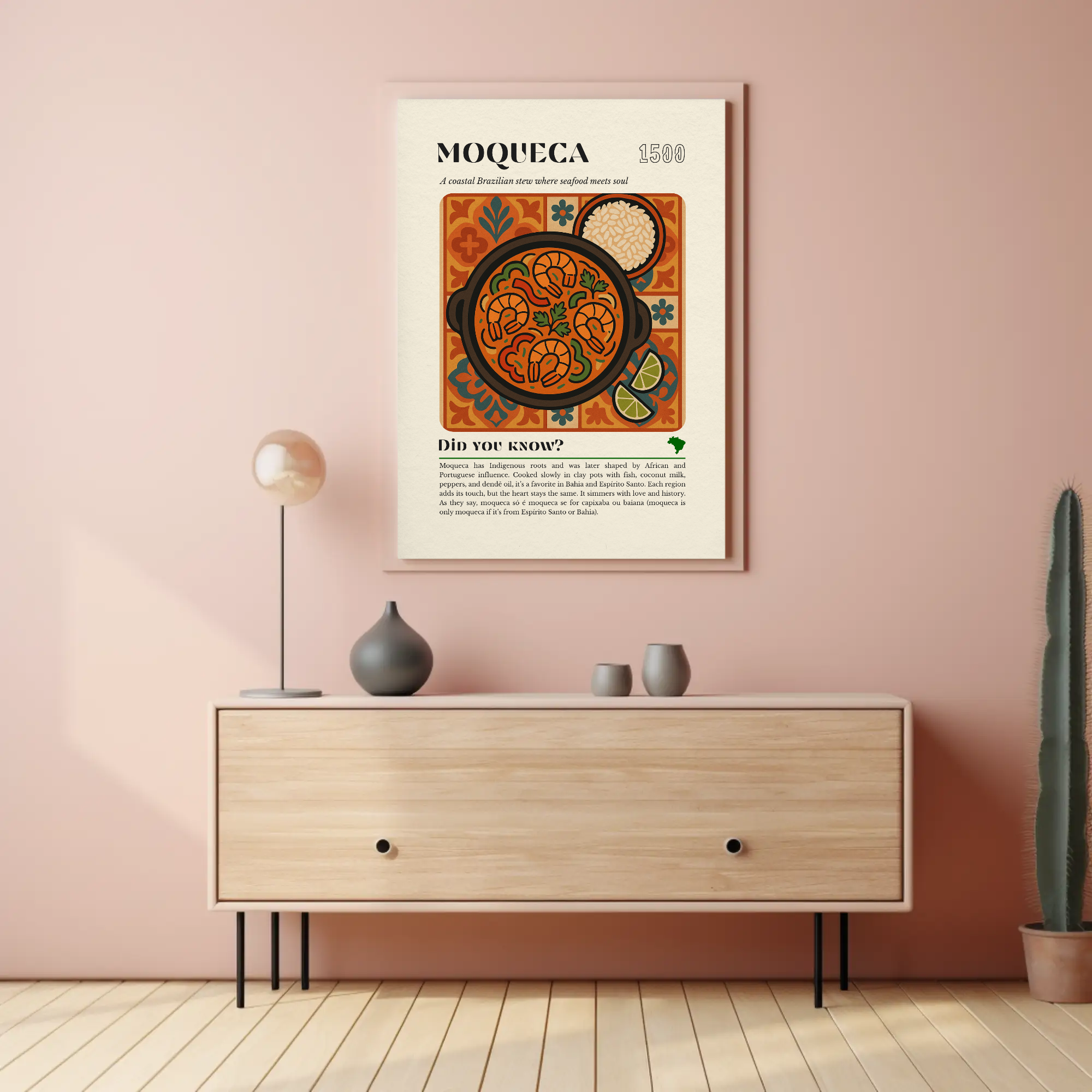 Moqueca Seafood Stew Art Print: Brazilian Coastal Kitchen Decor