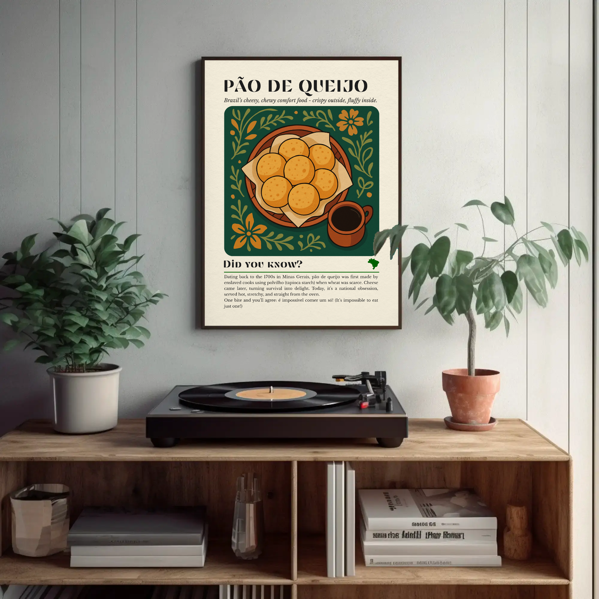 Pão de Queijo Kitchen Print: Brazilian Cheese Bread Art