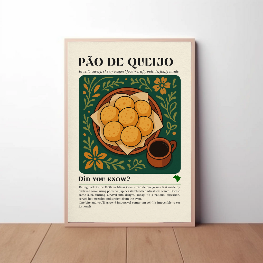 Pão de Queijo Kitchen Print: Brazilian Cheese Bread Art