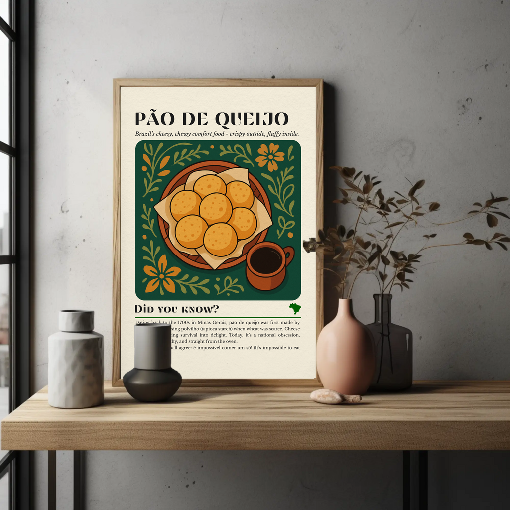 Pão de Queijo Kitchen Print: Brazilian Cheese Bread Art