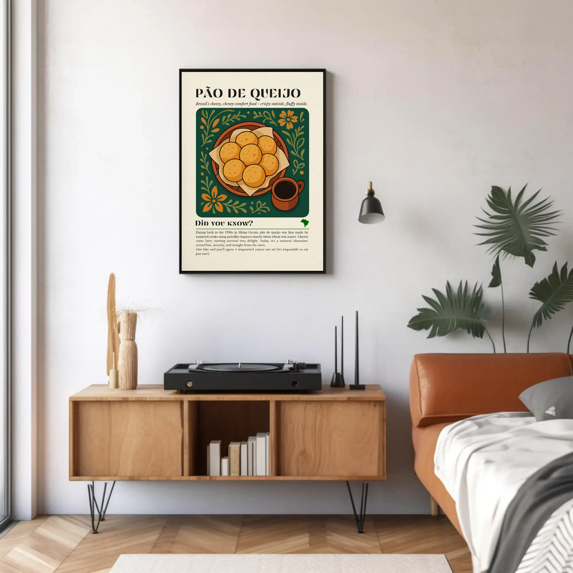 Pão de Queijo Kitchen Print: Brazilian Cheese Bread Art