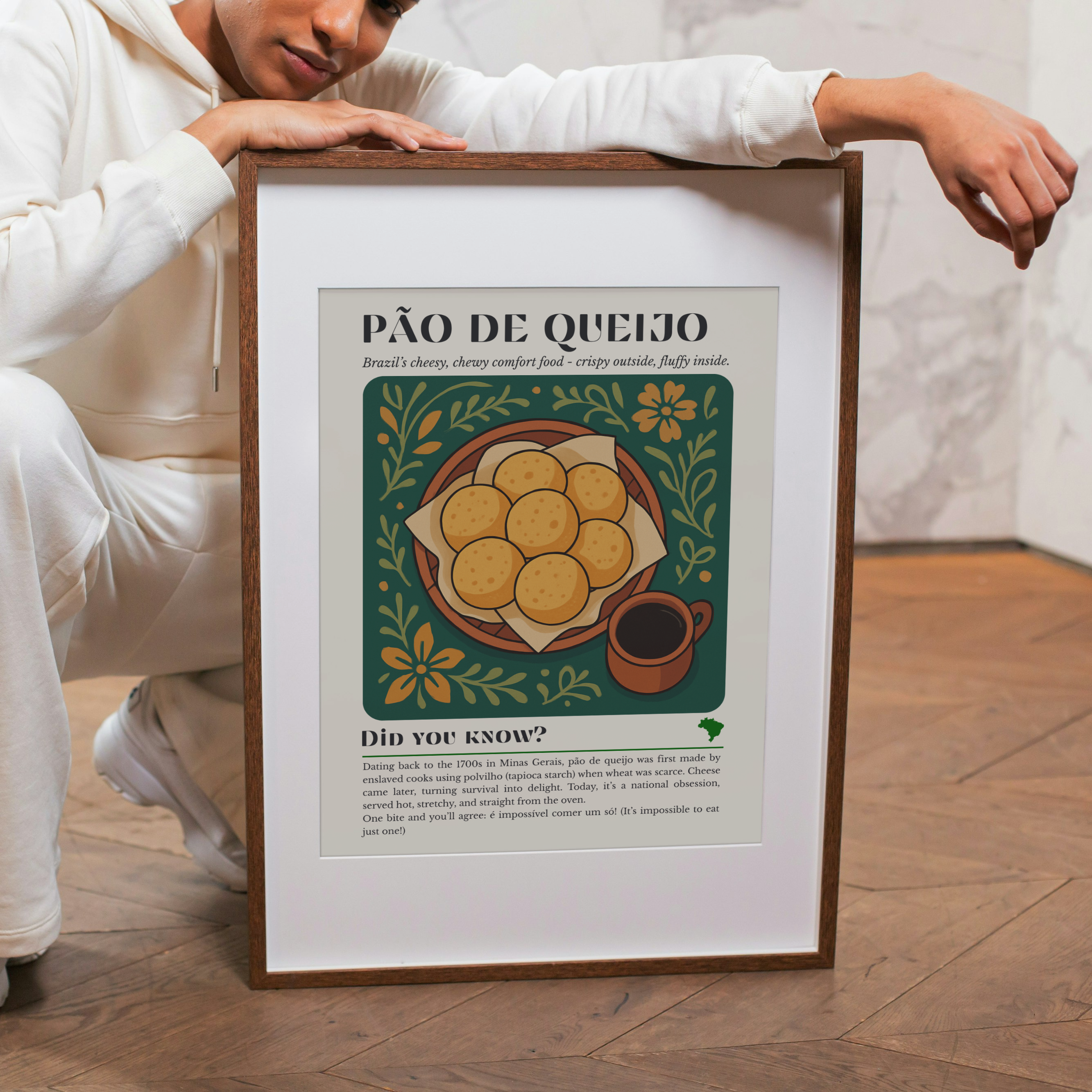 Pão de Queijo Kitchen Print: Brazilian Cheese Bread Art