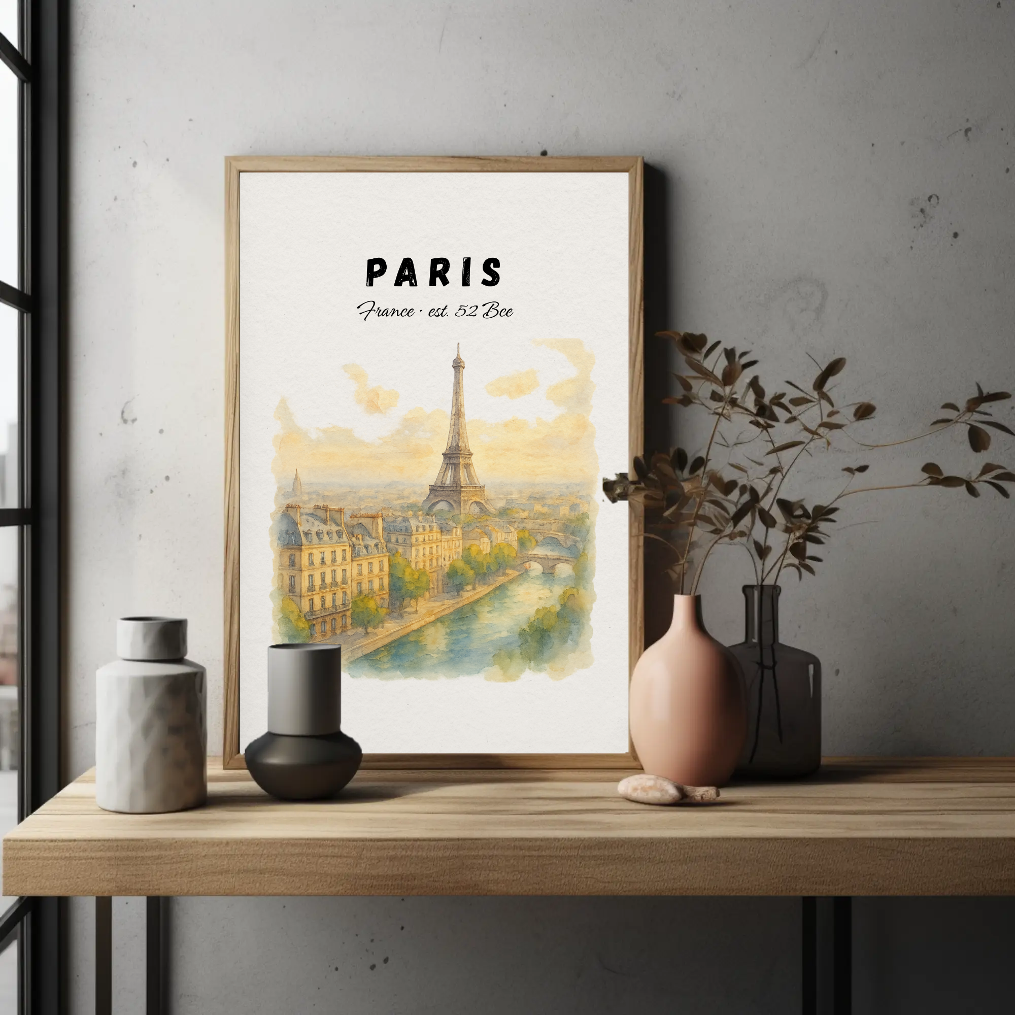 Paris Wall Art Print: Eiffel Tower Poster, Vintage French City Decor