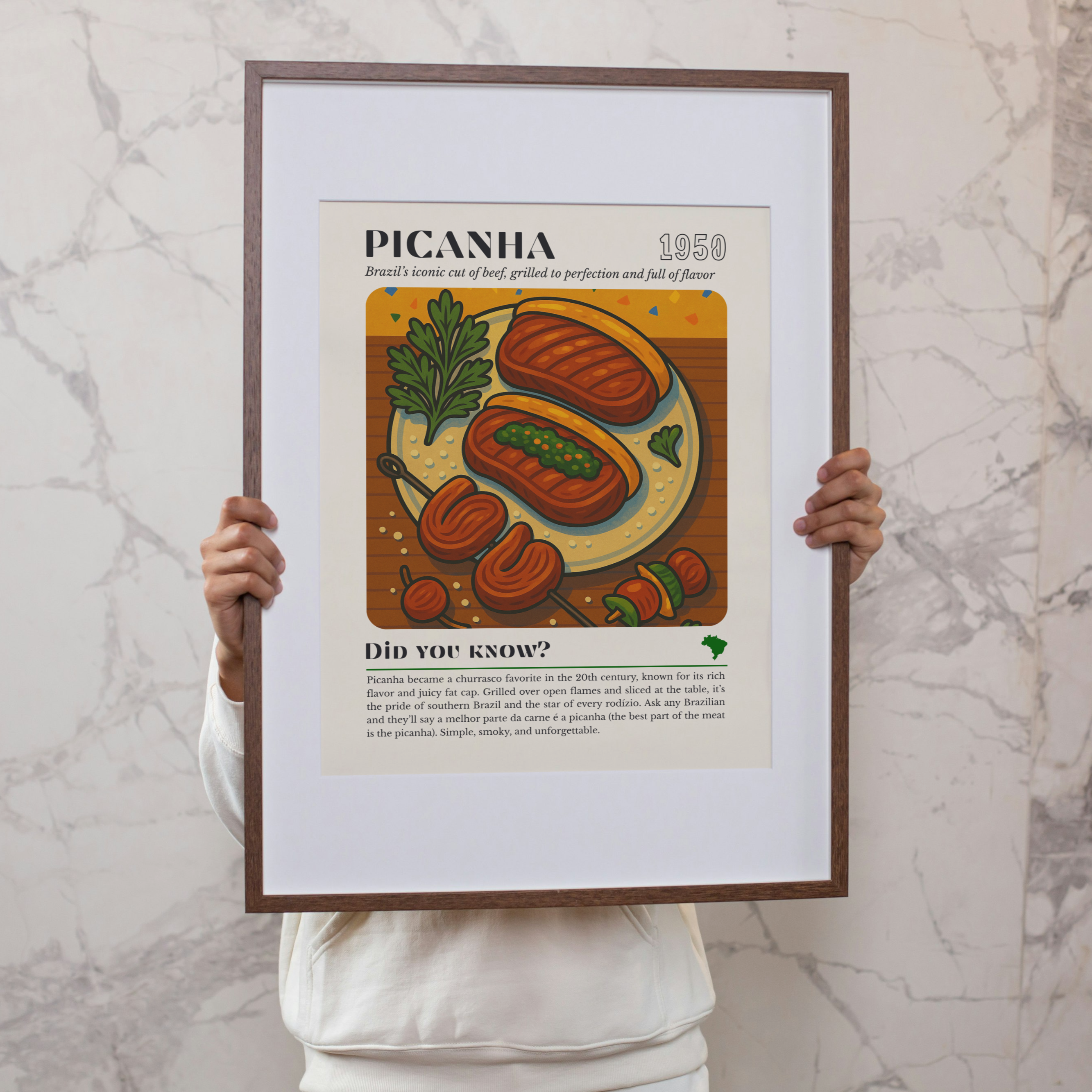 Picanha BBQ Kitchen Print: Brazilian Churrasco Grill Art