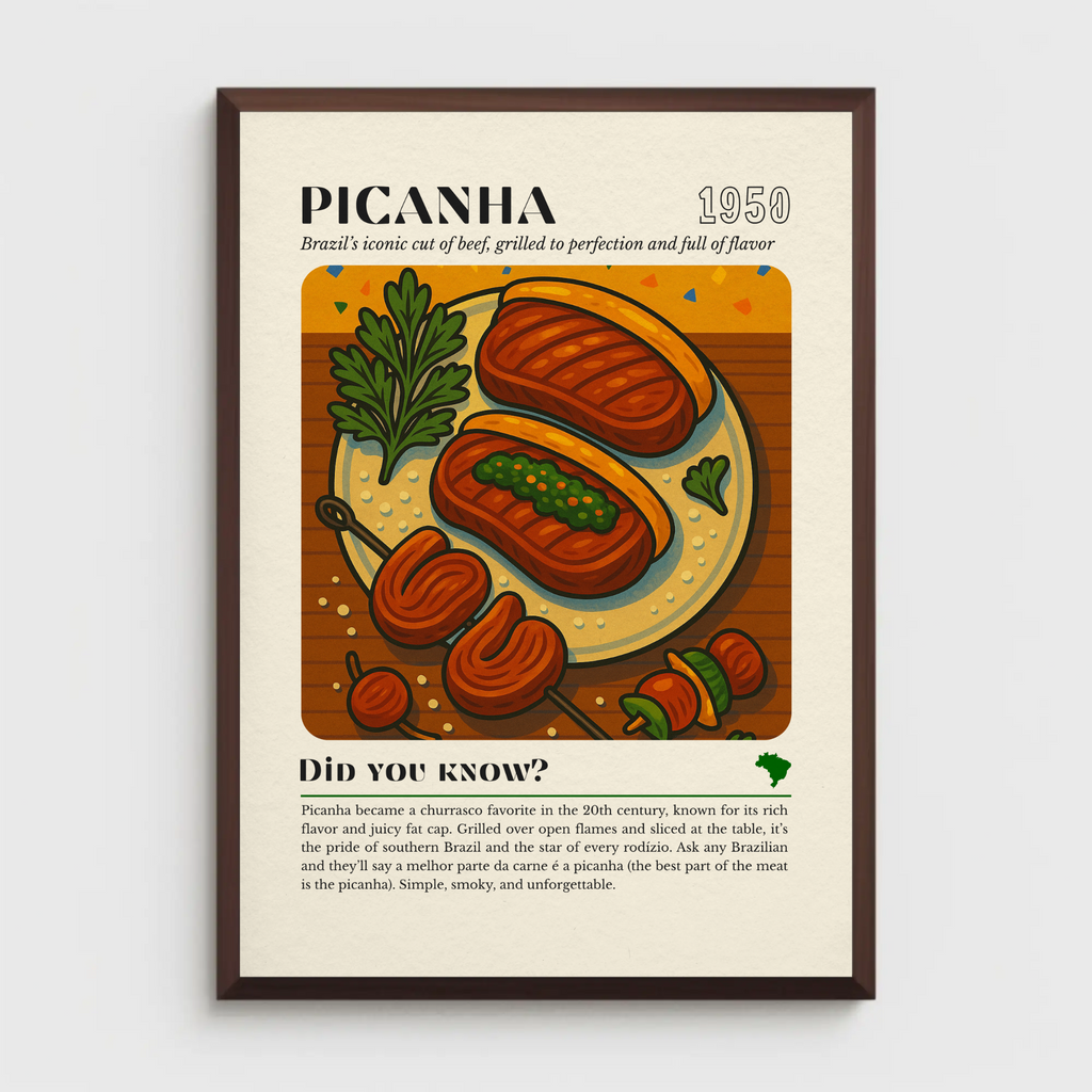 Picanha BBQ Kitchen Print: Brazilian Churrasco Grill Art