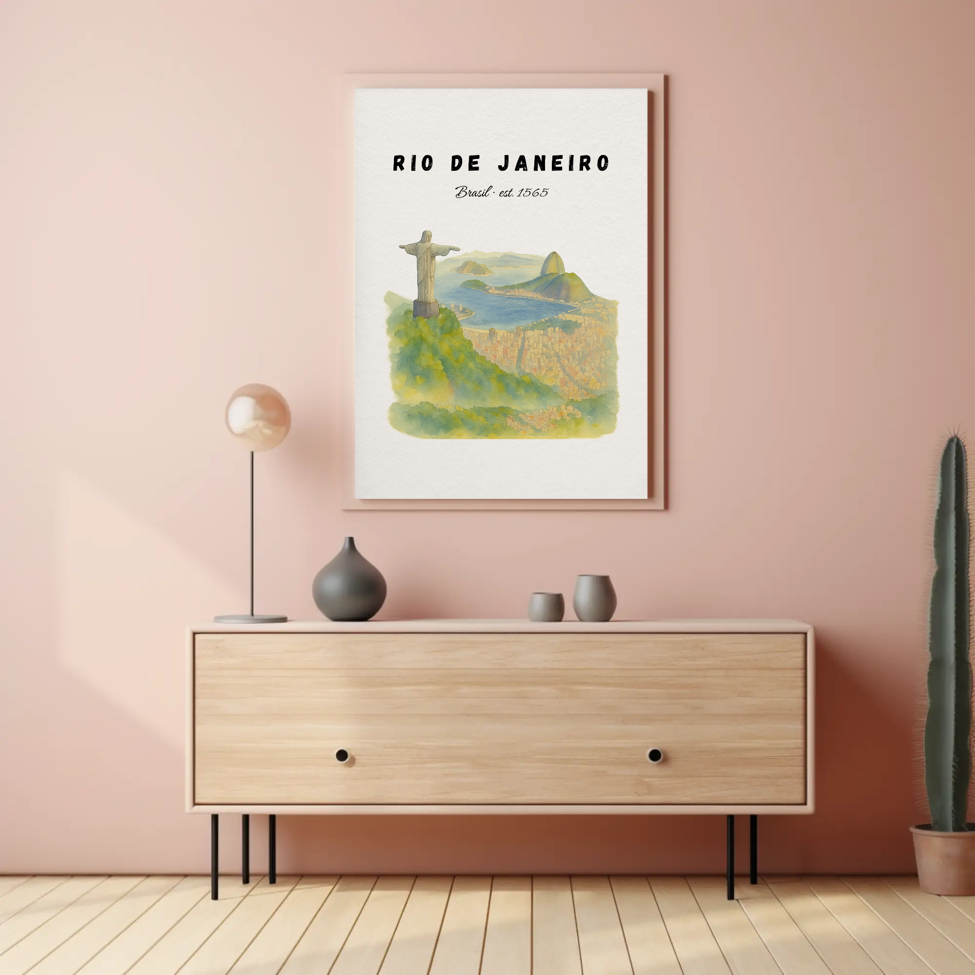 Rio de Janeiro Travel Poster: Christ the Redeemer, Sugarloaf Mountain Print