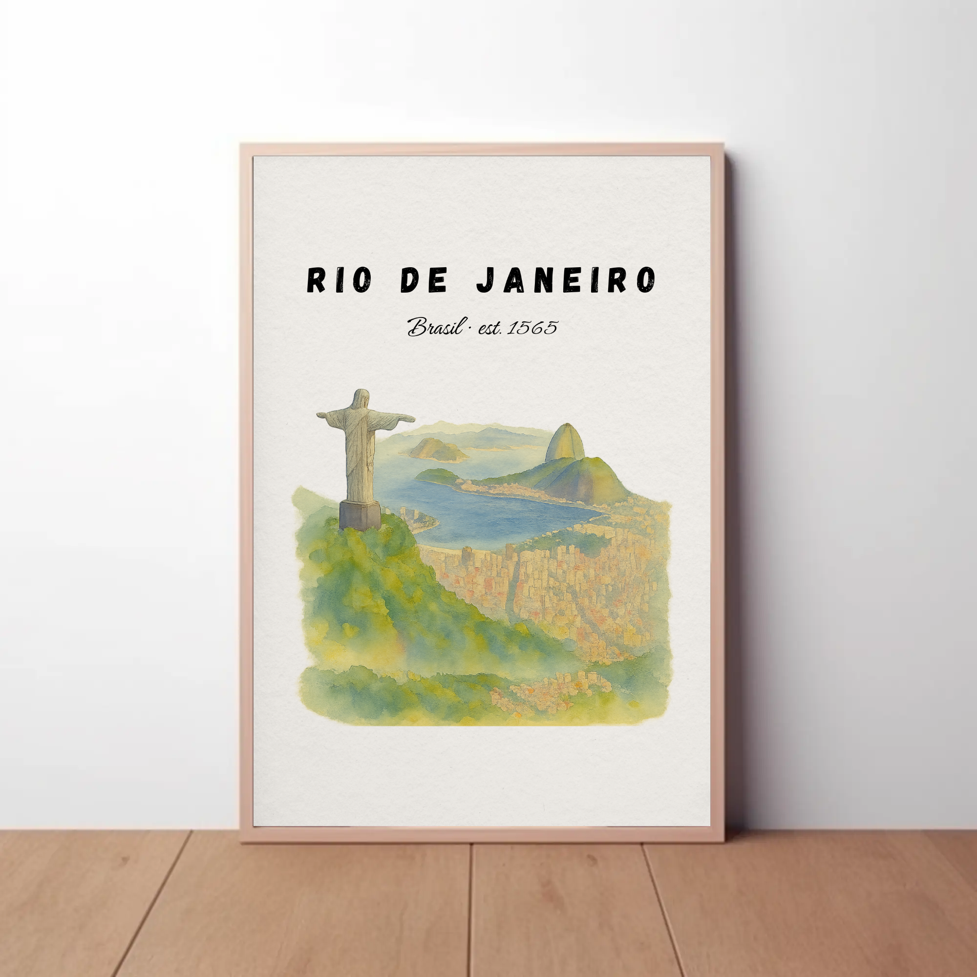 Rio de Janeiro Travel Poster: Christ the Redeemer, Sugarloaf Mountain Print