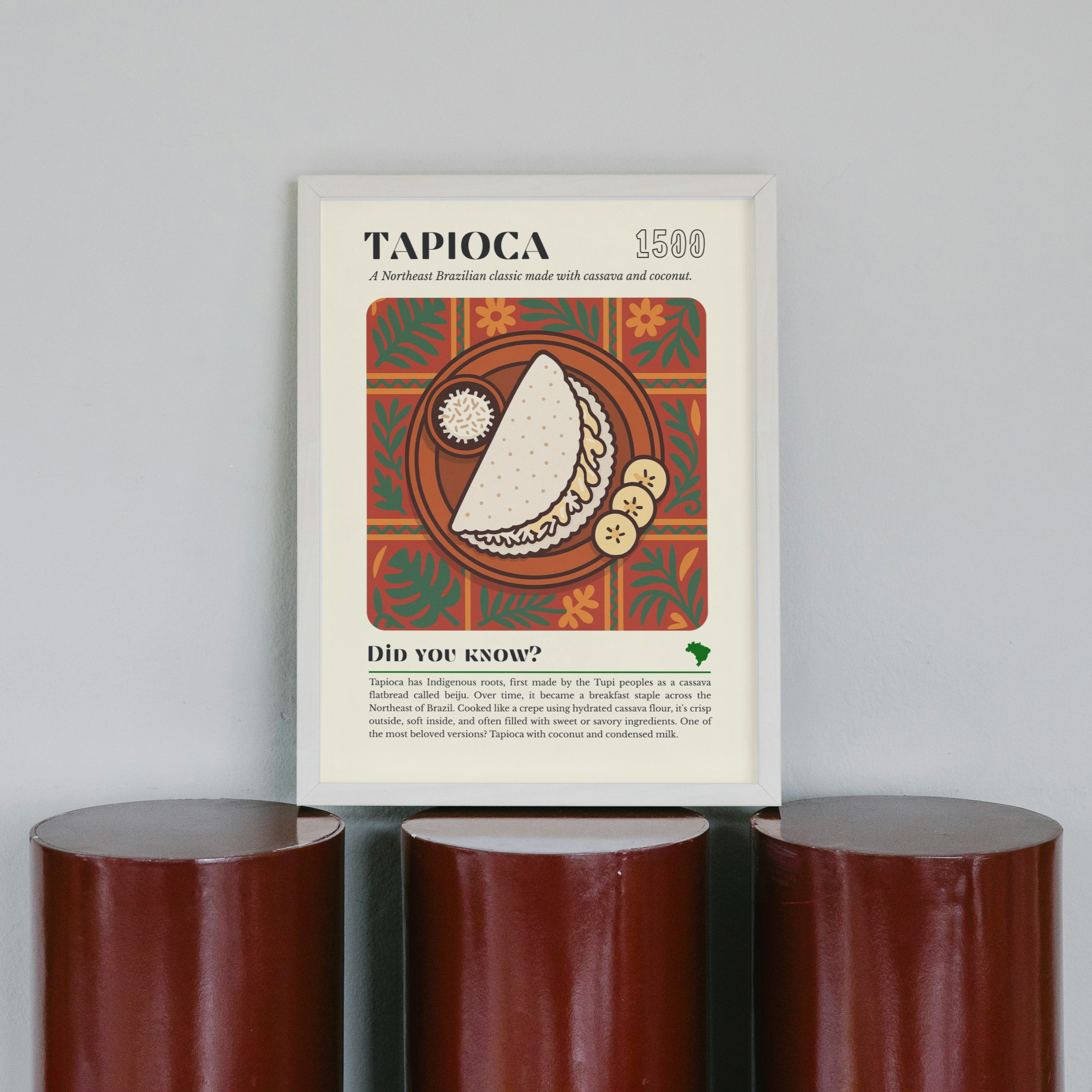 Tapioca Crepe Art Print: Brazilian Breakfast Food Illustration