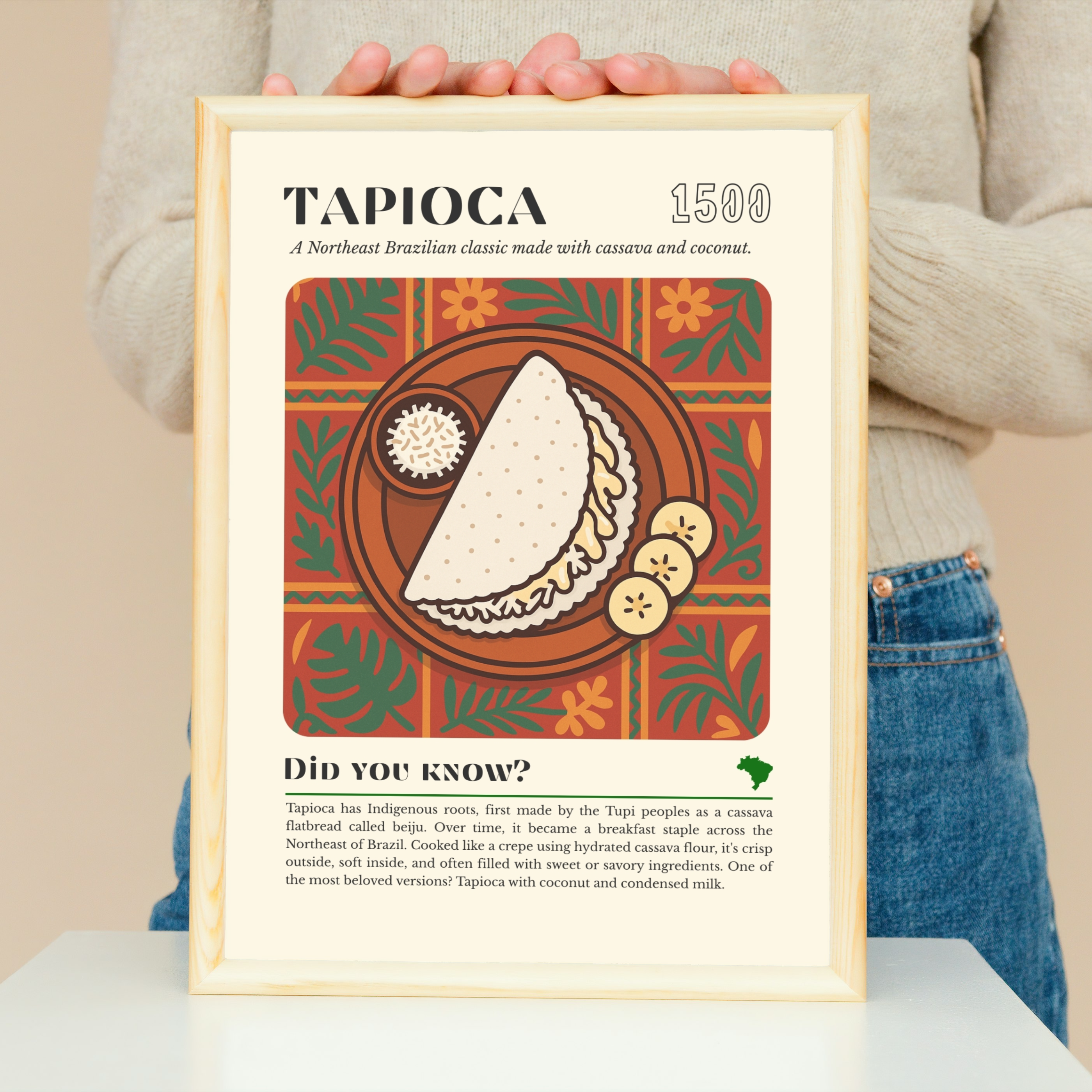 Tapioca Crepe Art Print: Brazilian Breakfast Food Illustration