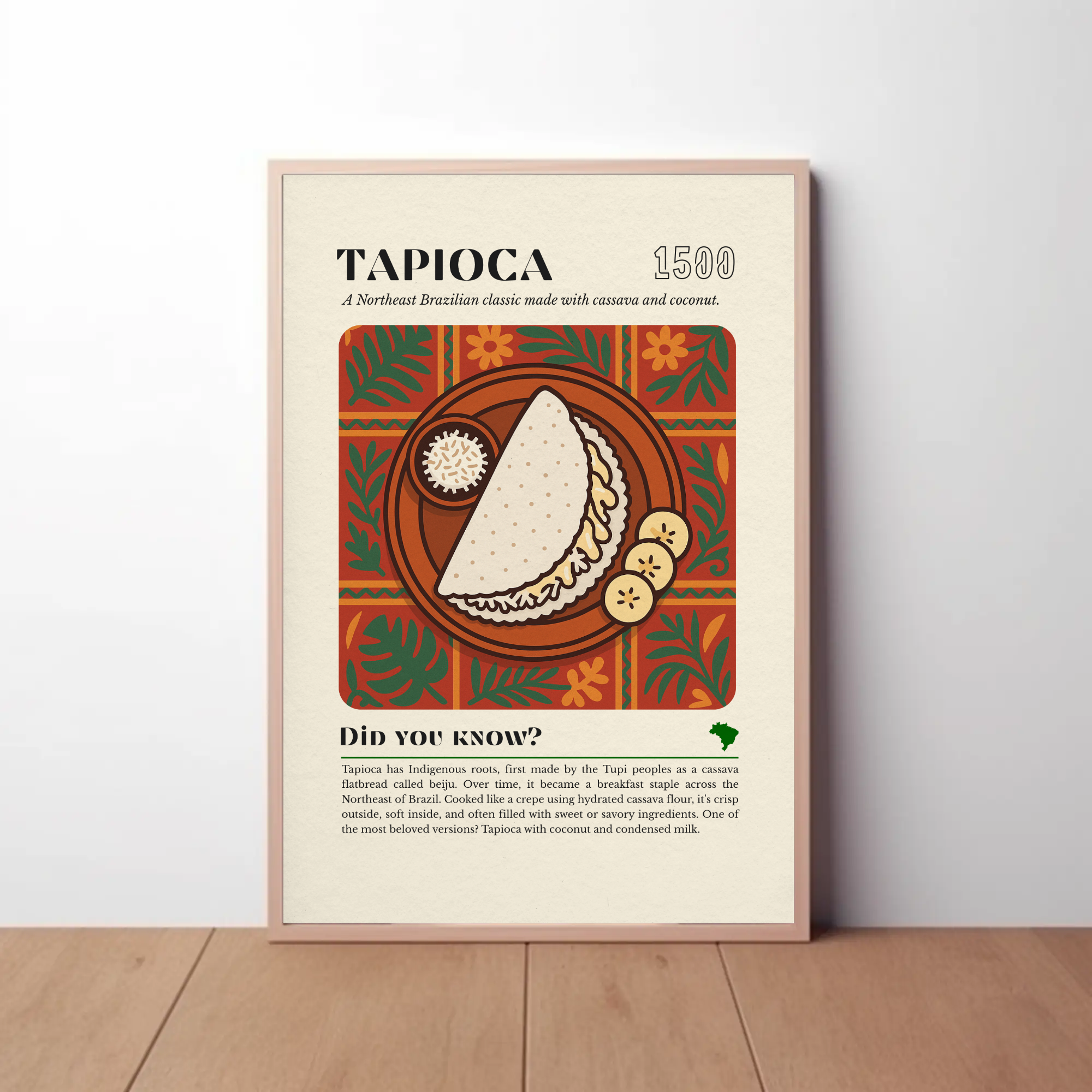Tapioca Crepe Art Print: Brazilian Breakfast Food Illustration