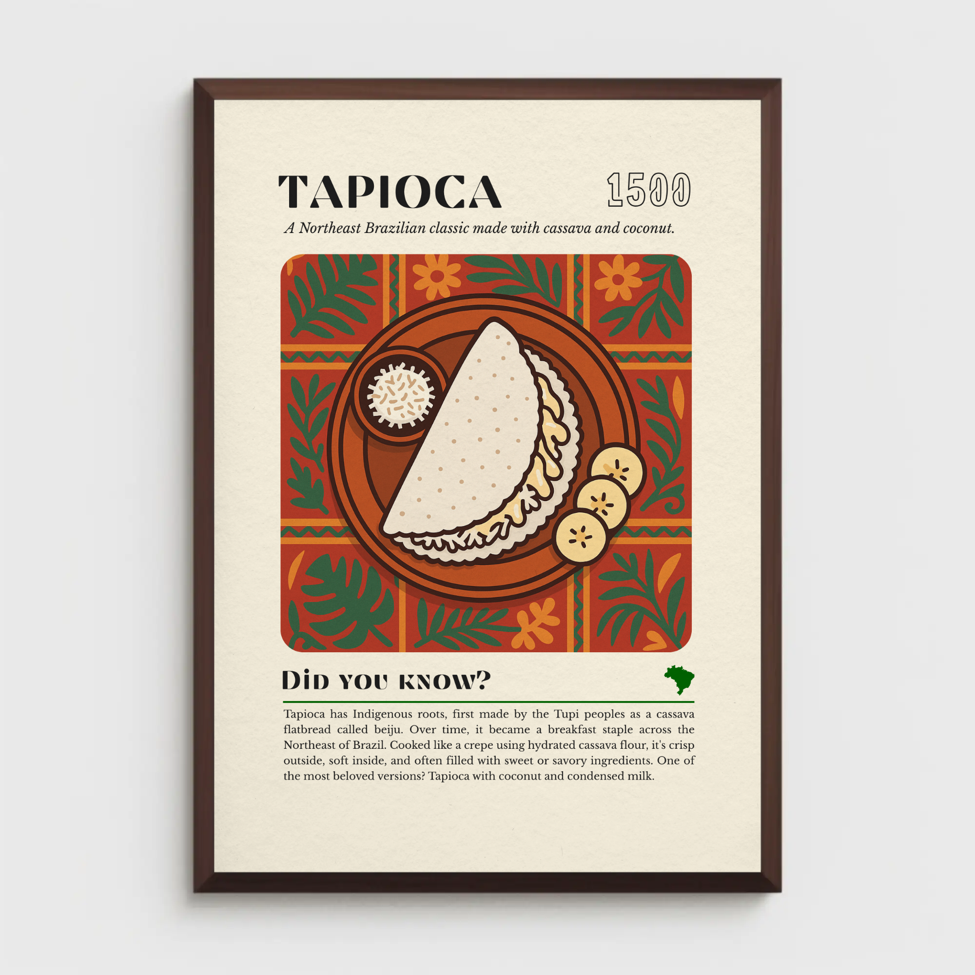 Tapioca Crepe Art Print: Brazilian Breakfast Food Illustration