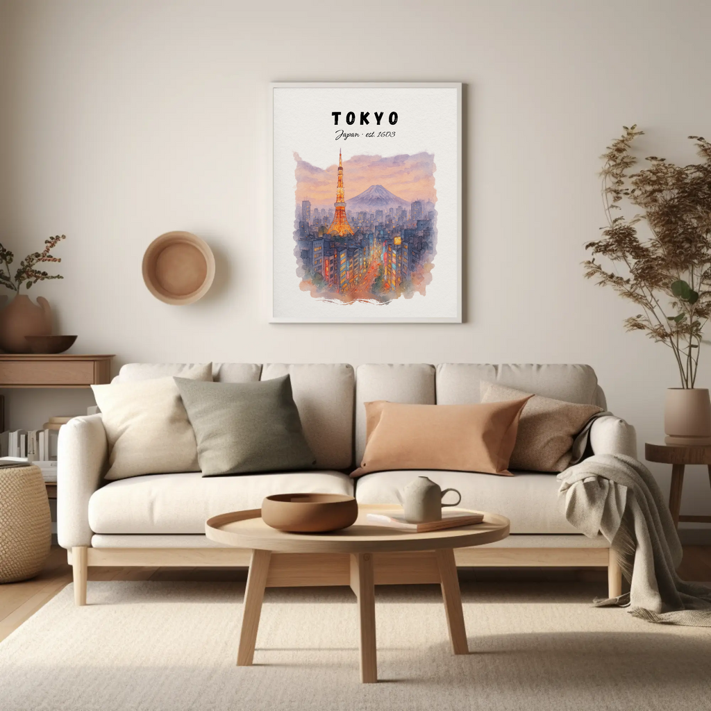 Tokyo Tower & Mount Fuji Print: Japan Travel Poster
