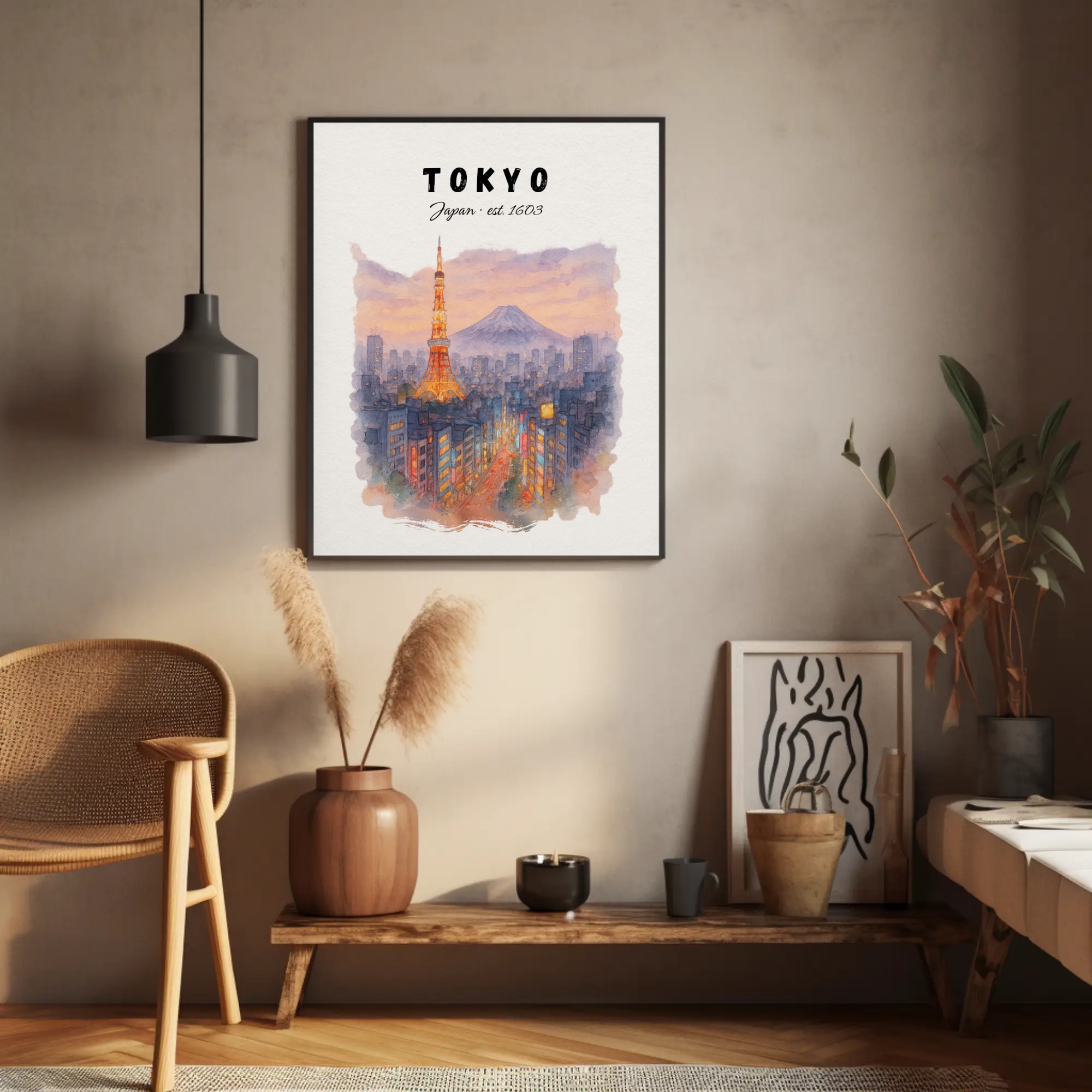Tokyo Tower & Mount Fuji Print: Japan Travel Poster
