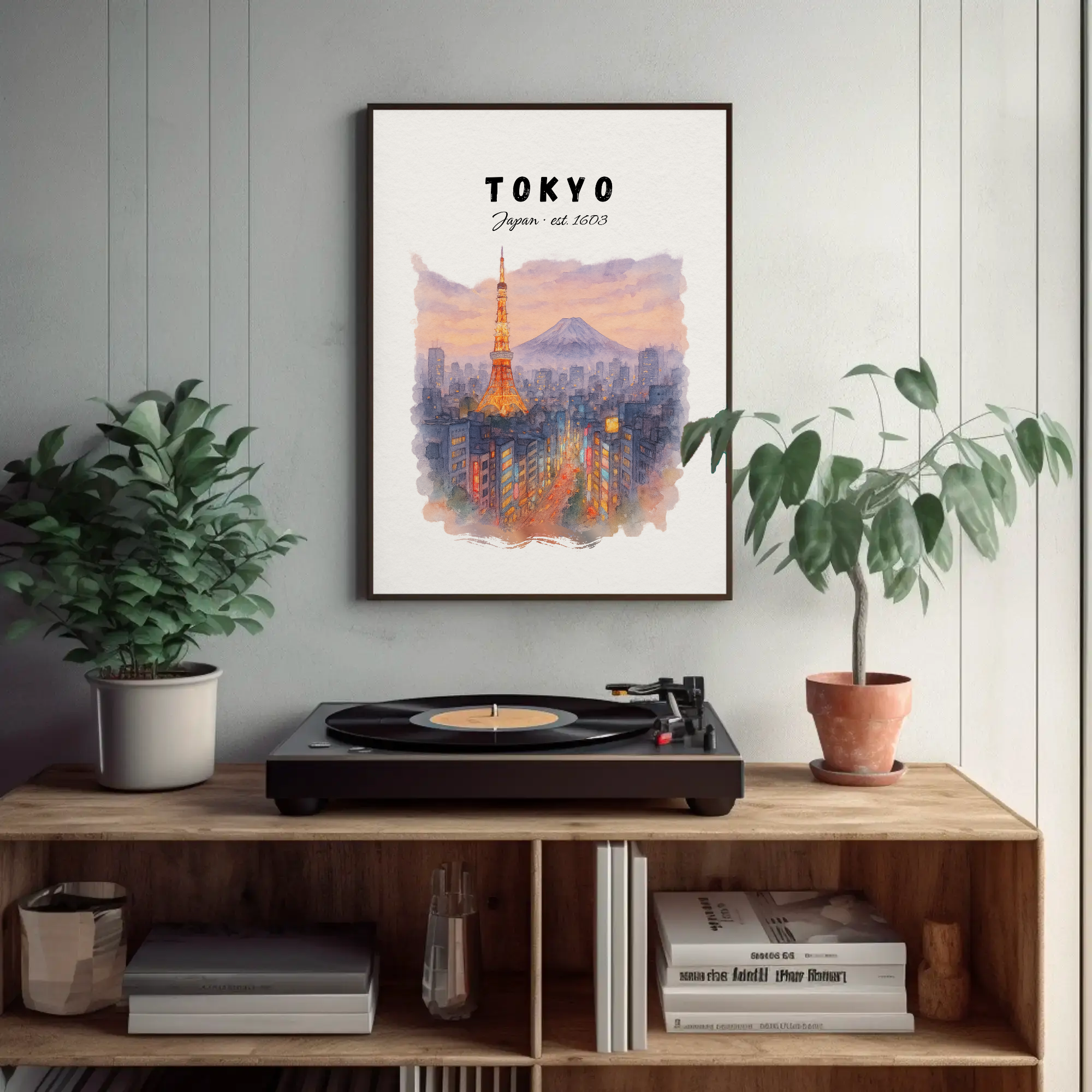 Tokyo Tower & Mount Fuji Print: Japan Travel Poster